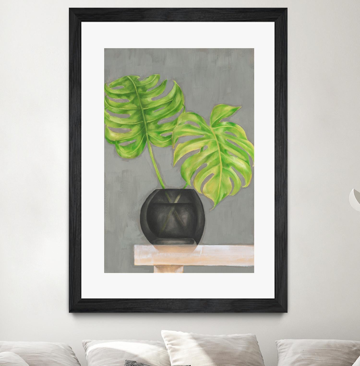 Frond in Vase I by Jennifer Goldberger on GIANT ART - beige botanicals plant