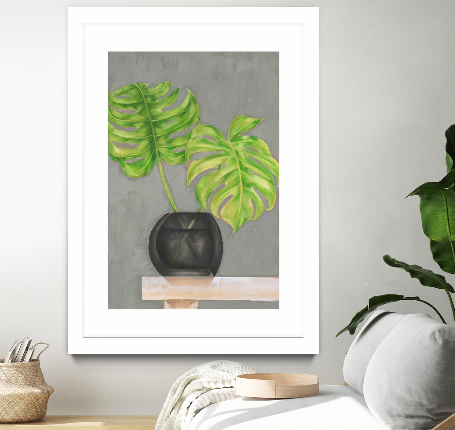 Frond in Vase I by Jennifer Goldberger on GIANT ART - beige botanicals plant