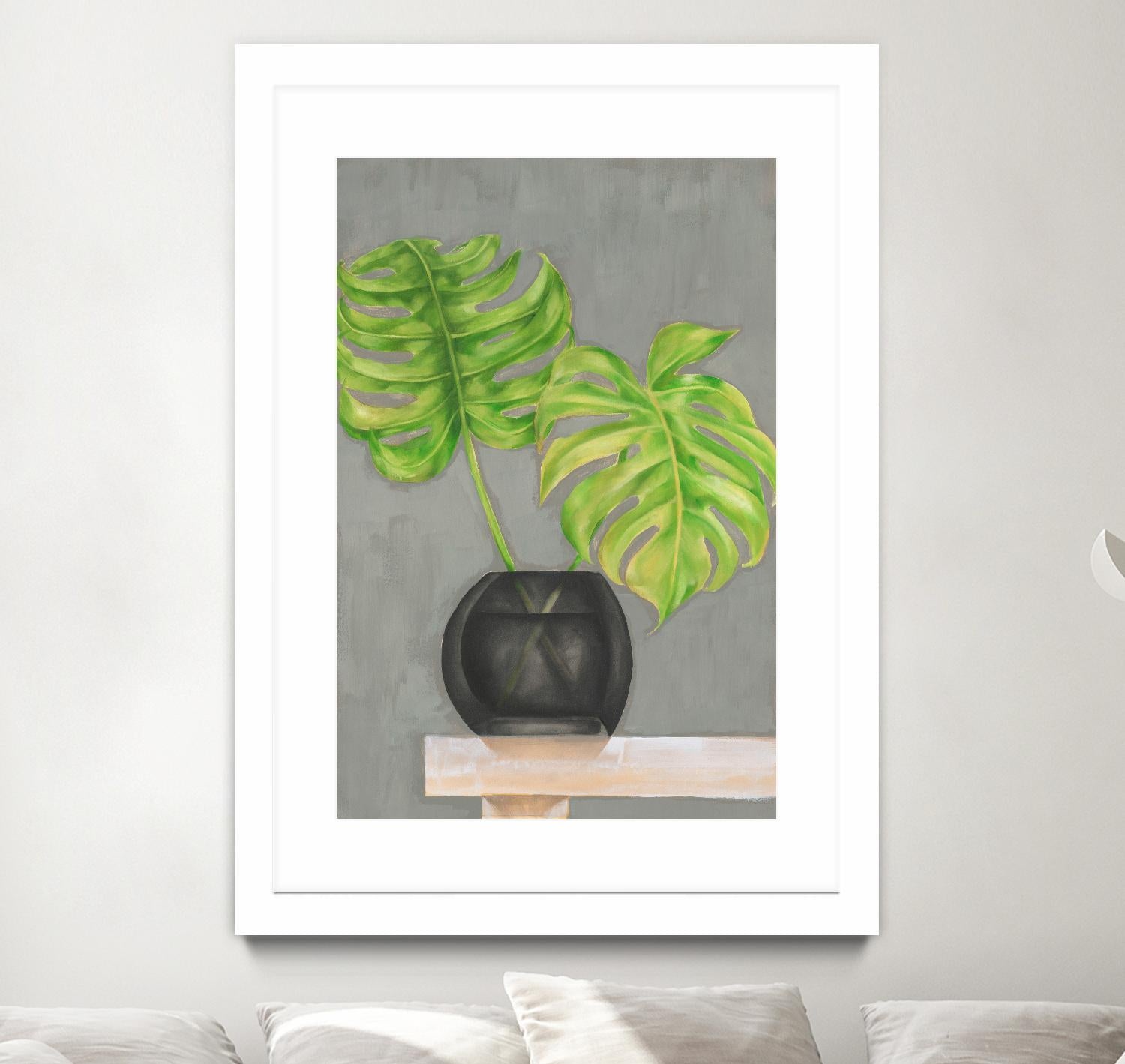 Frond in Vase I by Jennifer Goldberger on GIANT ART - beige botanicals plant