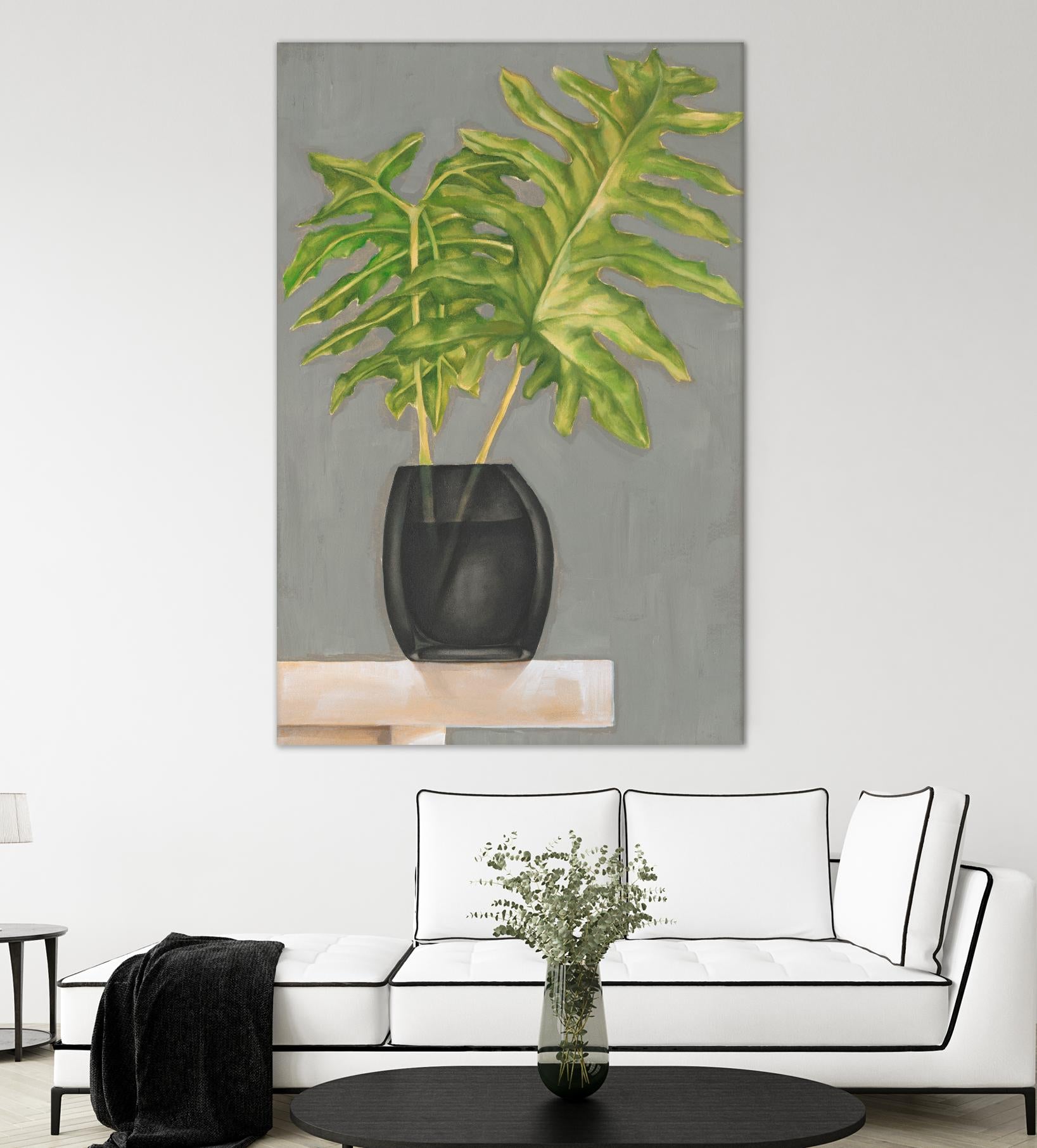 Frond in Vase II by Jennifer Goldberger on GIANT ART - beige botanicals nature
