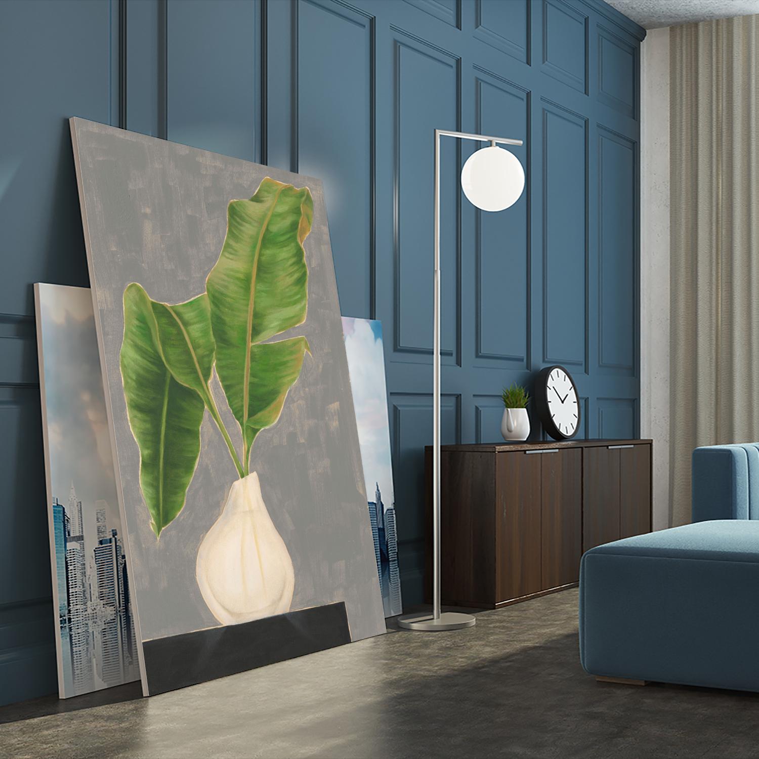 Frond in Vase III by Jennifer Goldberger on GIANT ART - beige botanicals abstract