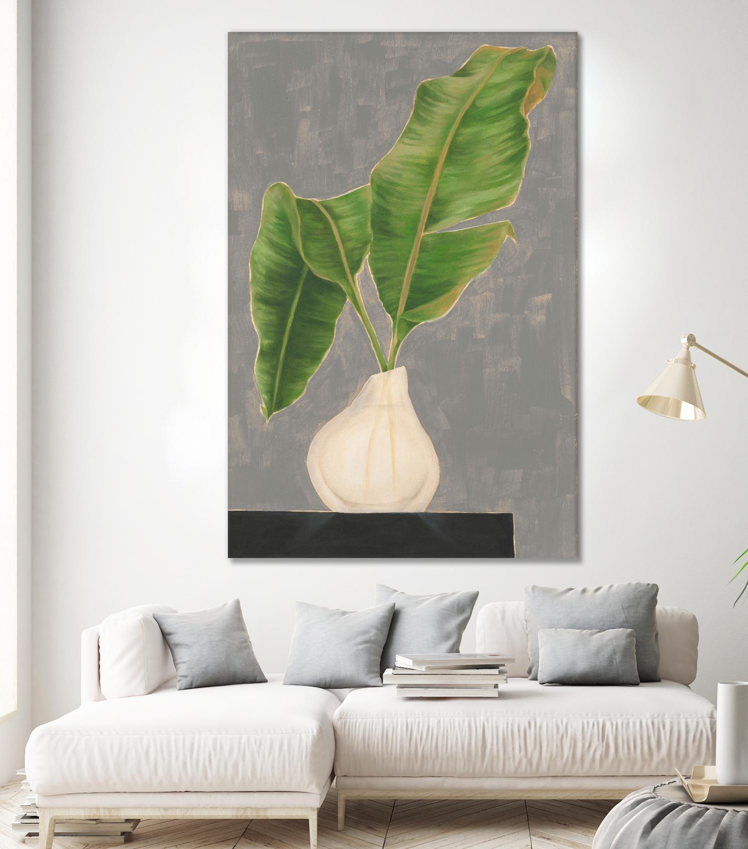 Frond in Vase III by Jennifer Goldberger on GIANT ART - beige botanicals abstract