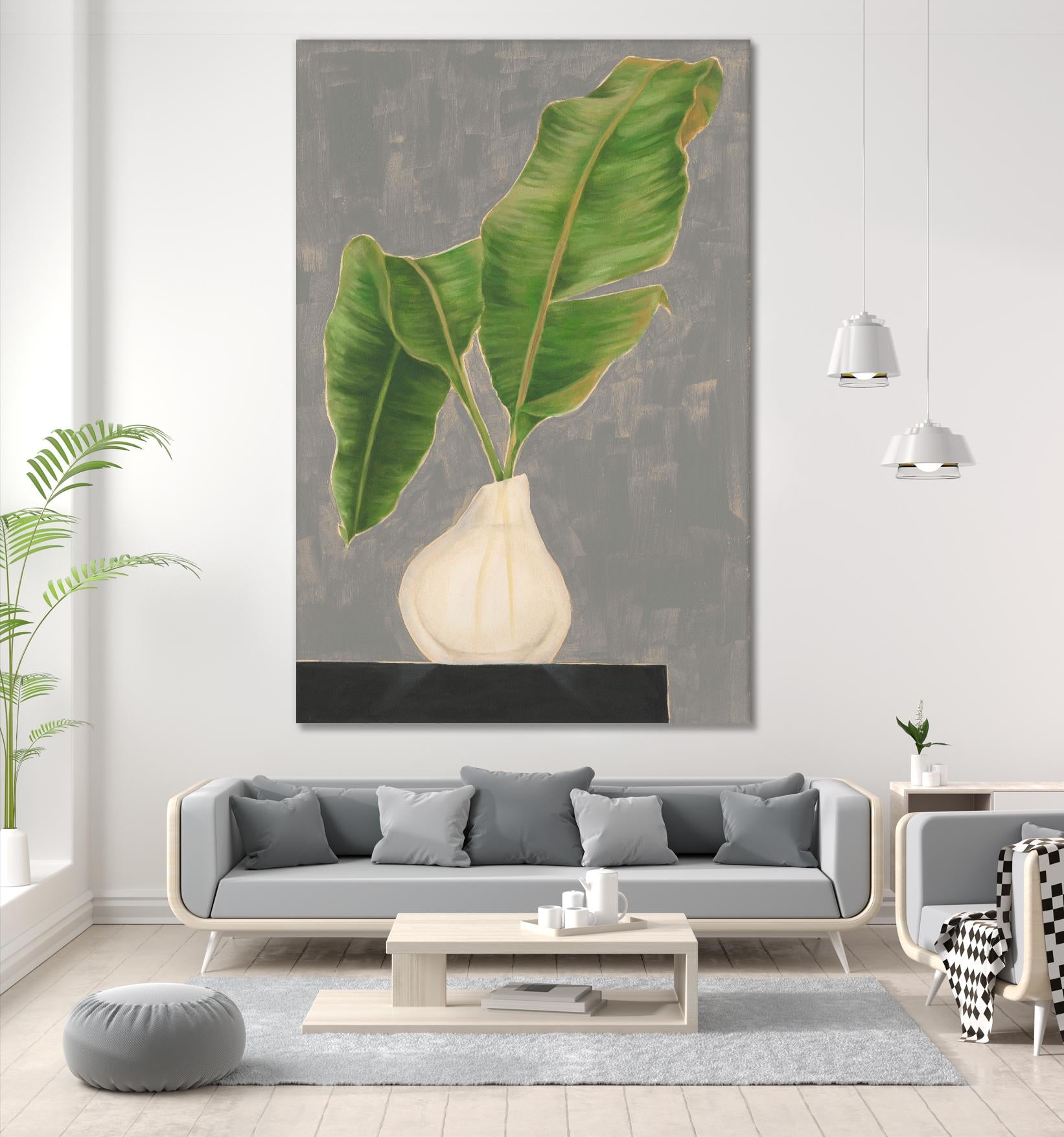 Frond in Vase III by Jennifer Goldberger on GIANT ART - beige botanicals abstract