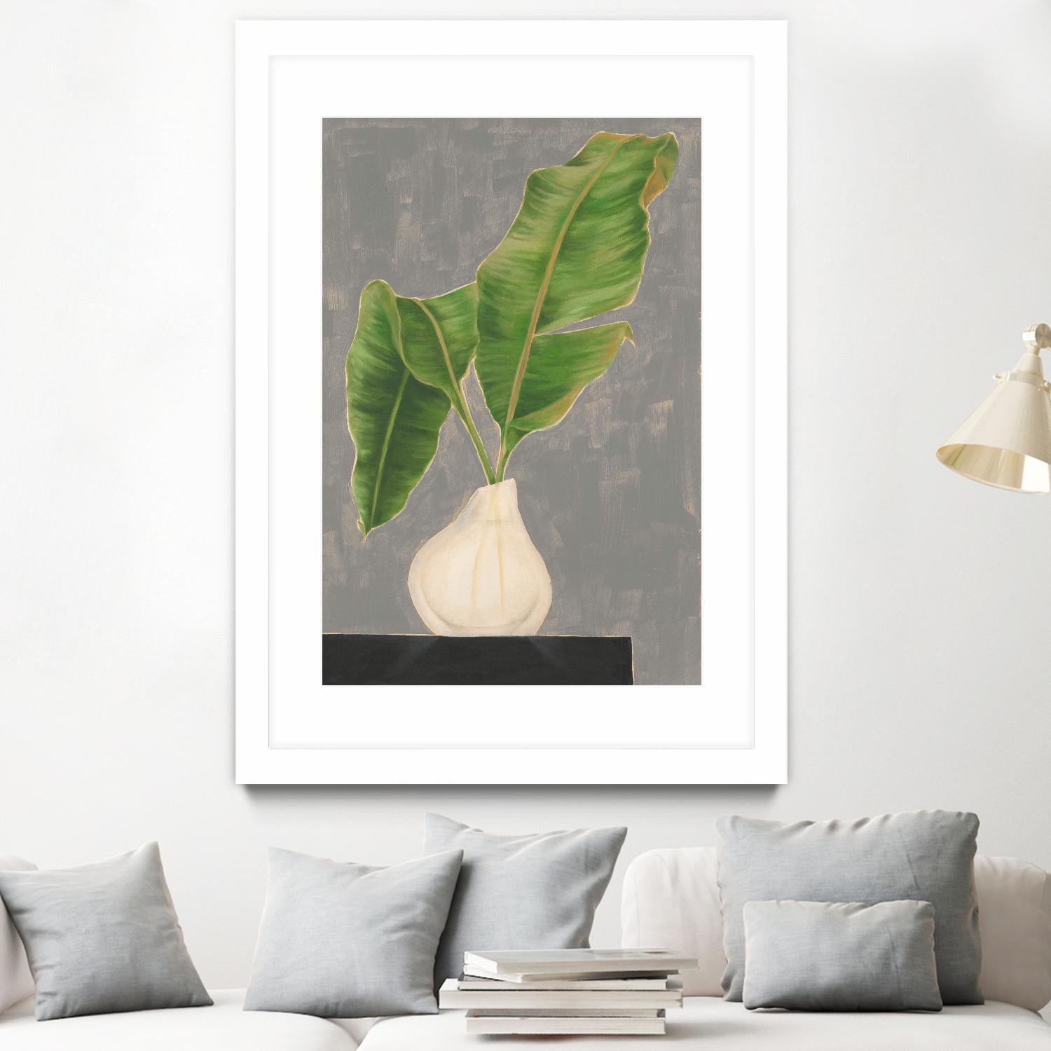 Frond in Vase III by Jennifer Goldberger on GIANT ART - beige botanicals abstract