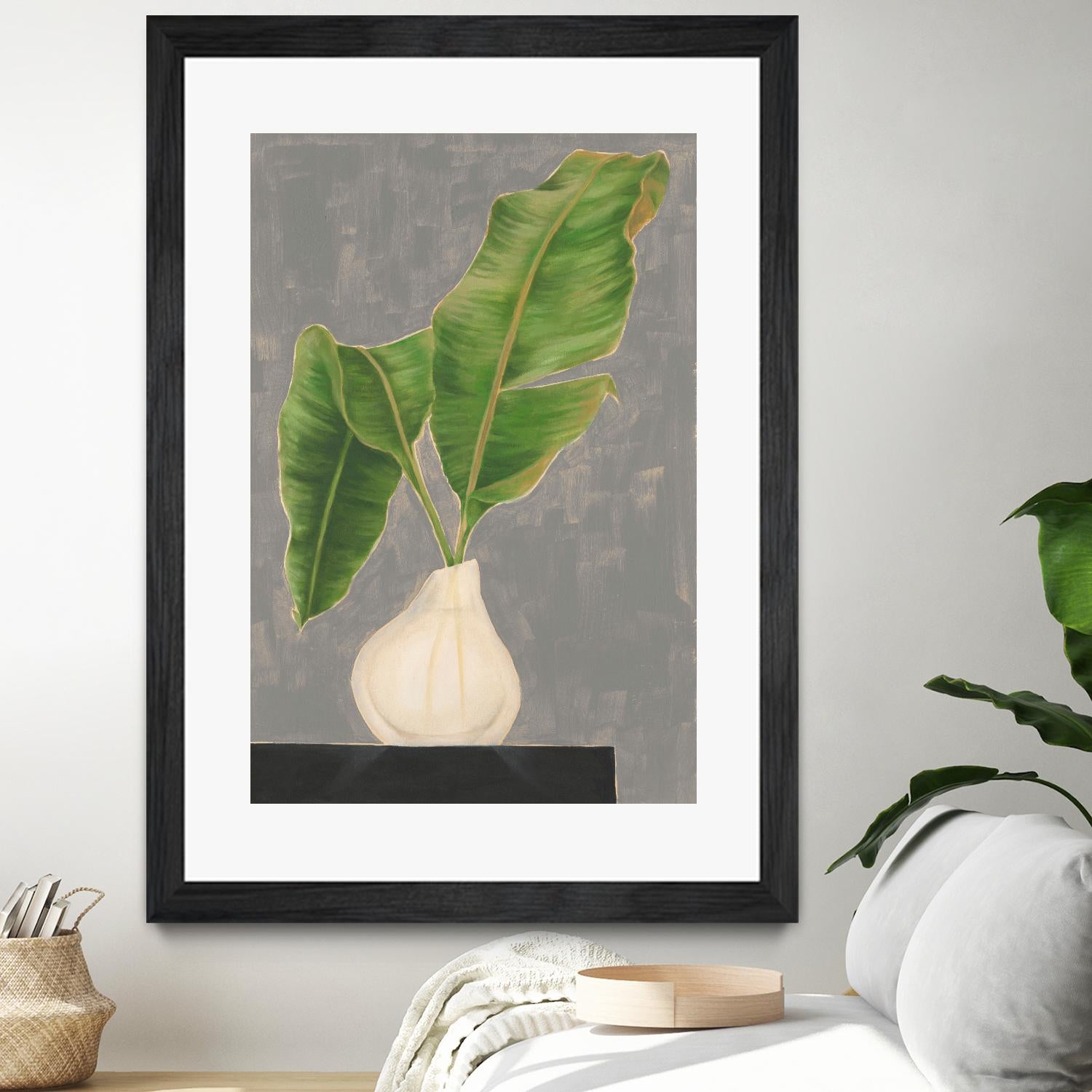 Frond in Vase III by Jennifer Goldberger on GIANT ART - beige botanicals abstract