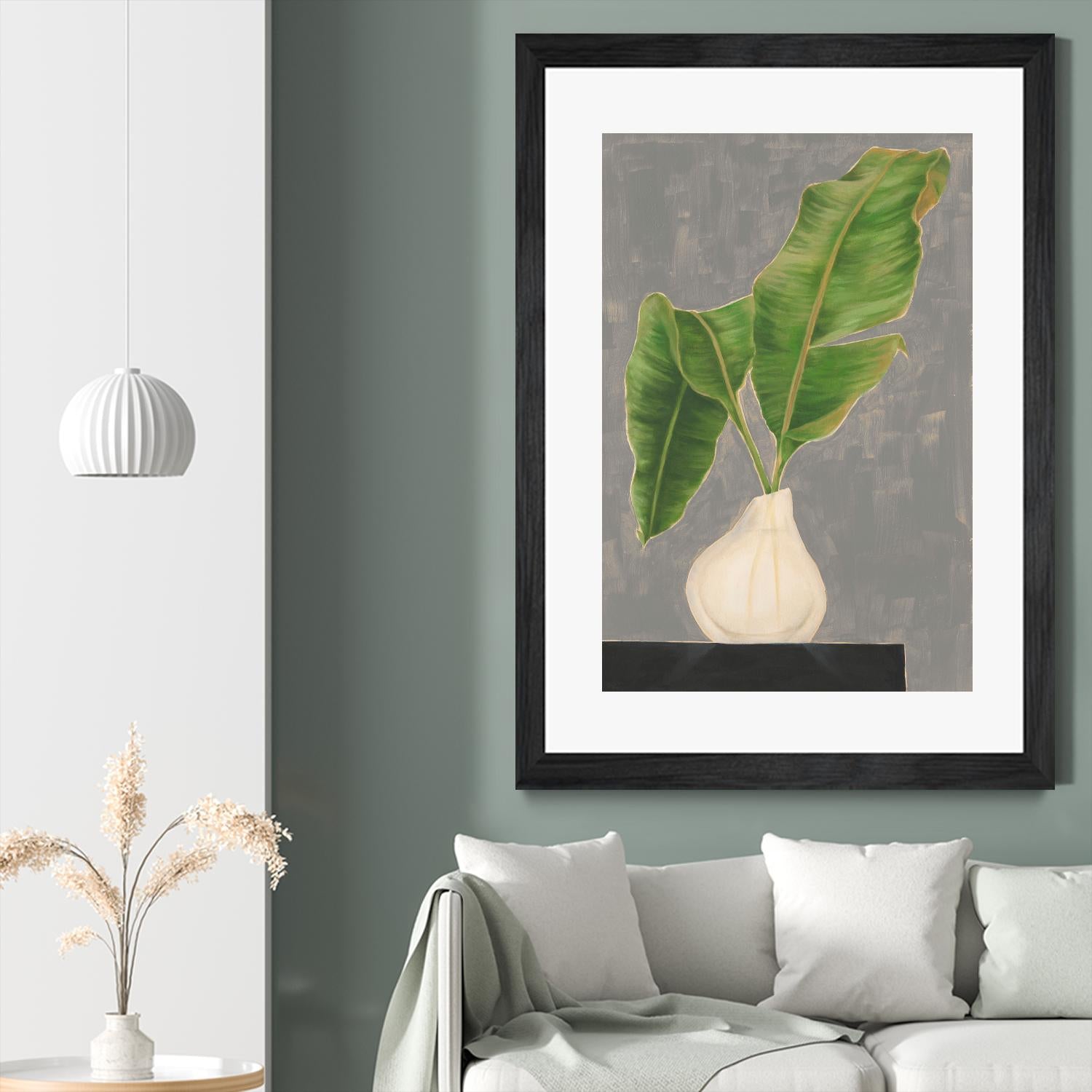 Frond in Vase III by Jennifer Goldberger on GIANT ART - beige botanicals abstract