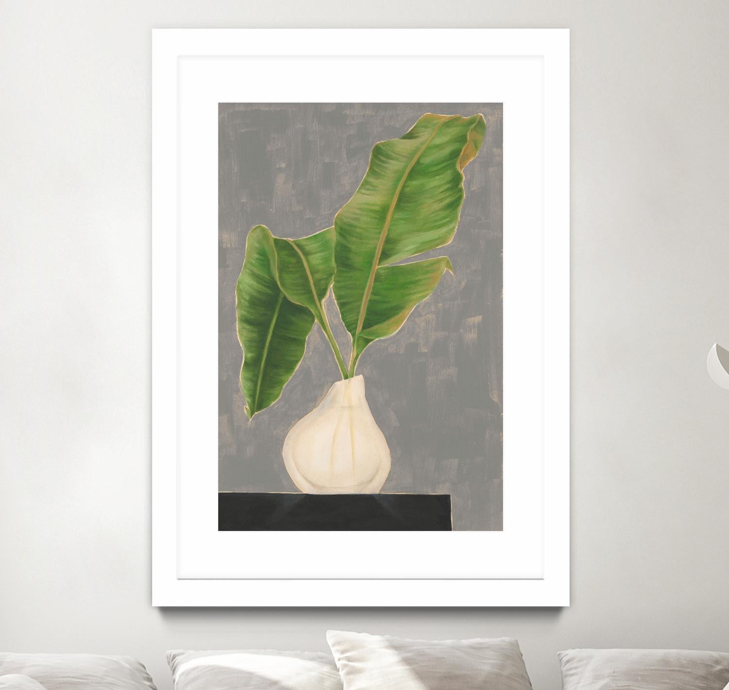 Frond in Vase III by Jennifer Goldberger on GIANT ART - beige botanicals abstract