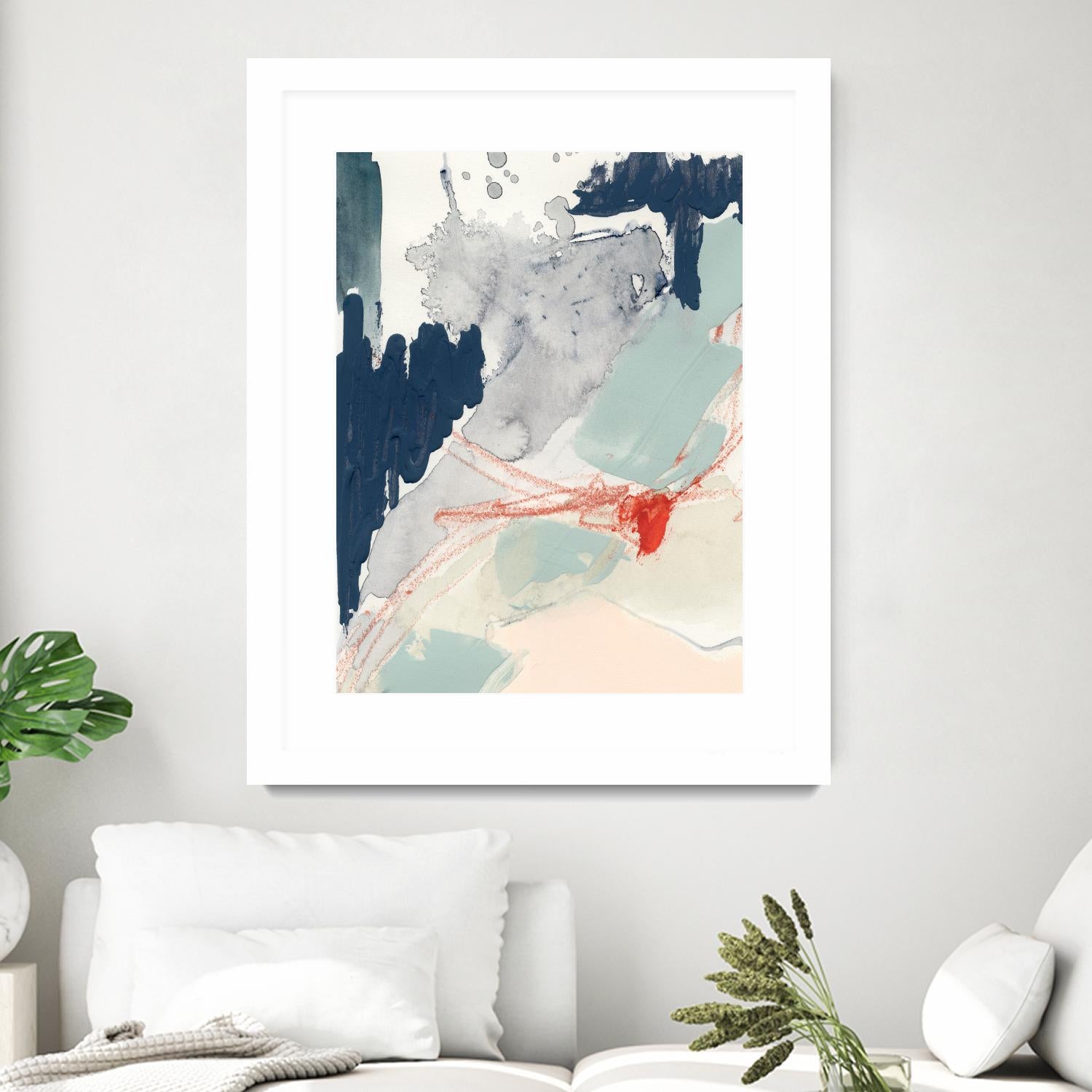 Ash Blue & Crimson I by Victoria Barnes on GIANT ART - orange abstract abstract