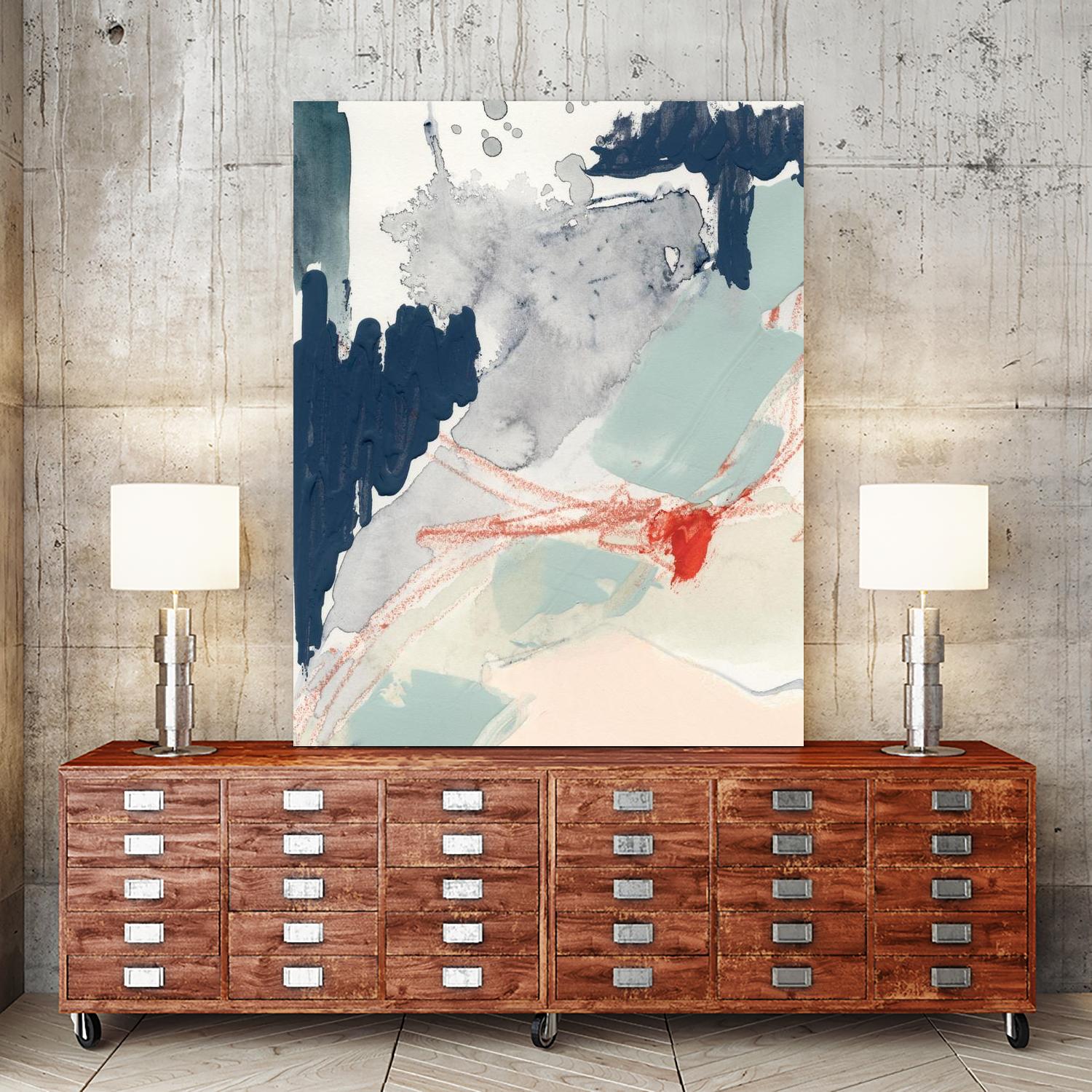 Ash Blue & Crimson I by Victoria Barnes on GIANT ART - orange abstract abstract