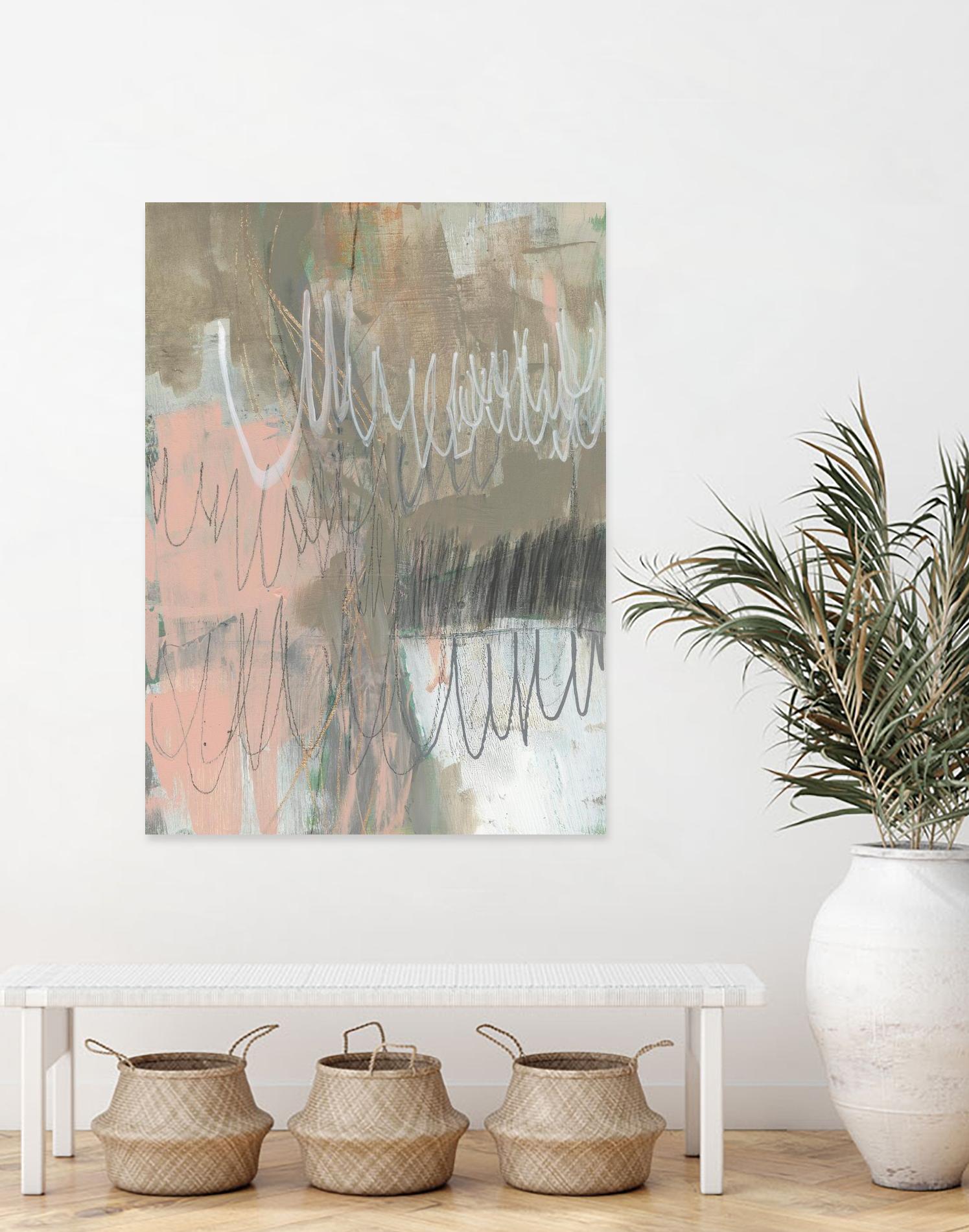 Twombly Script II by Jennifer Goldberger on GIANT ART - pink abstract abstract