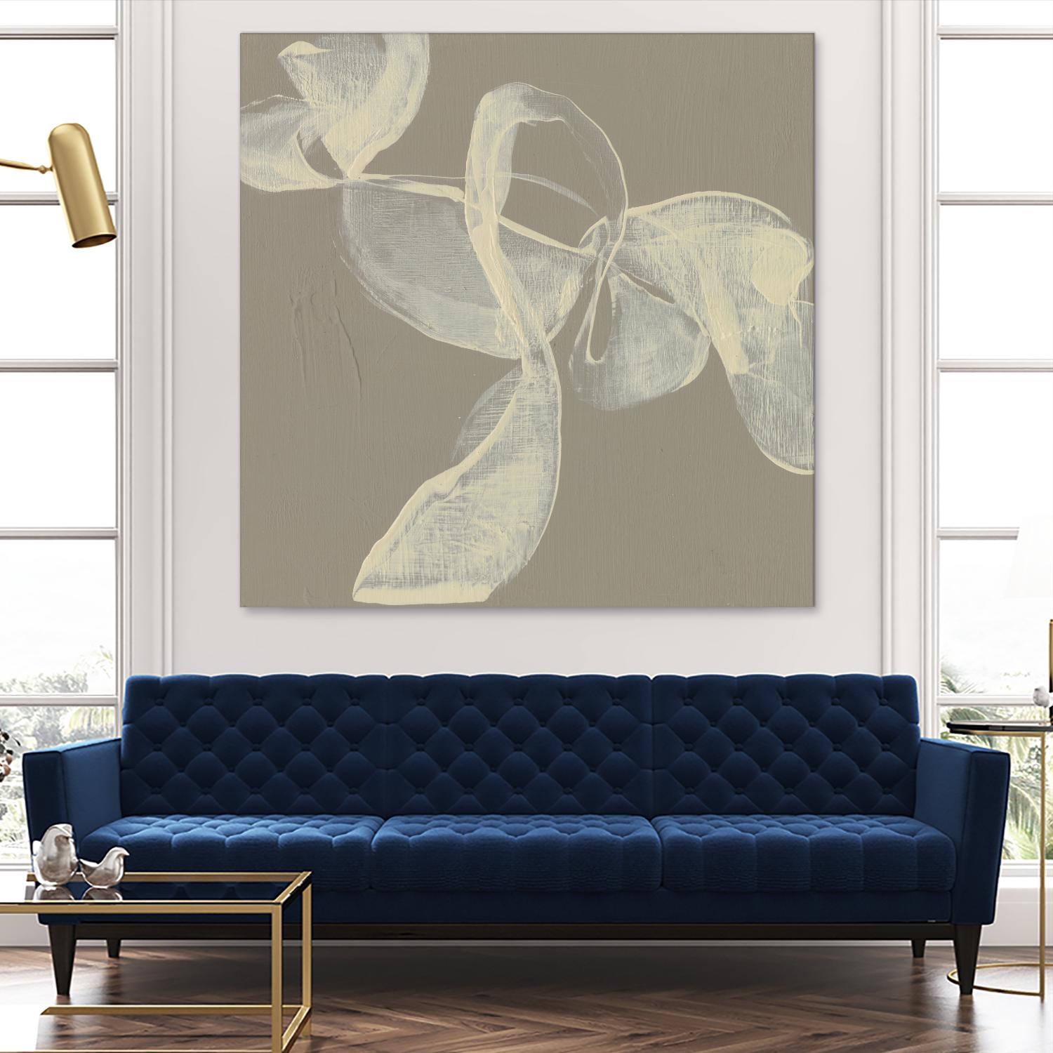 White Ribbon on Beige I by Jennifer Goldberger on GIANT ART - beige abstract abstract