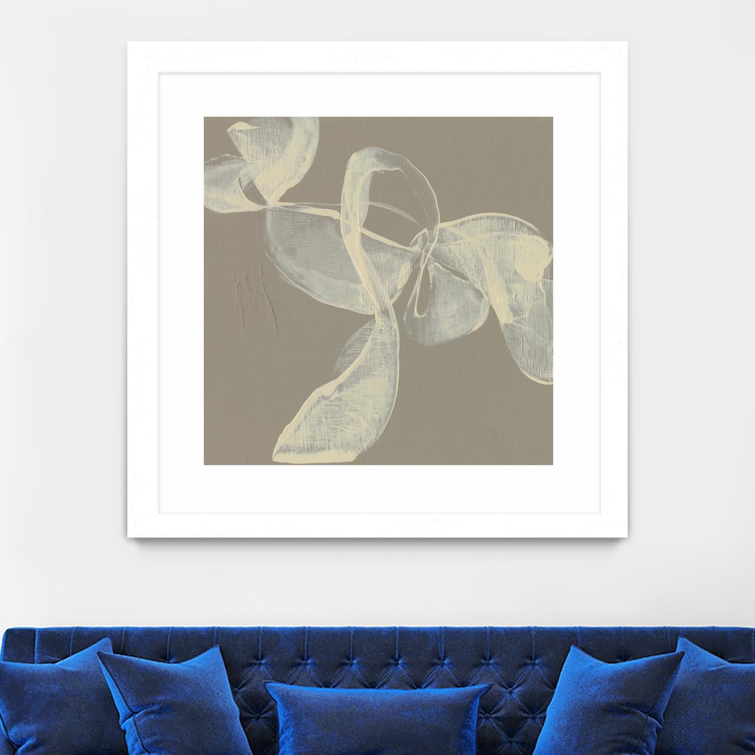 White Ribbon on Beige I by Jennifer Goldberger on GIANT ART - beige abstract abstract