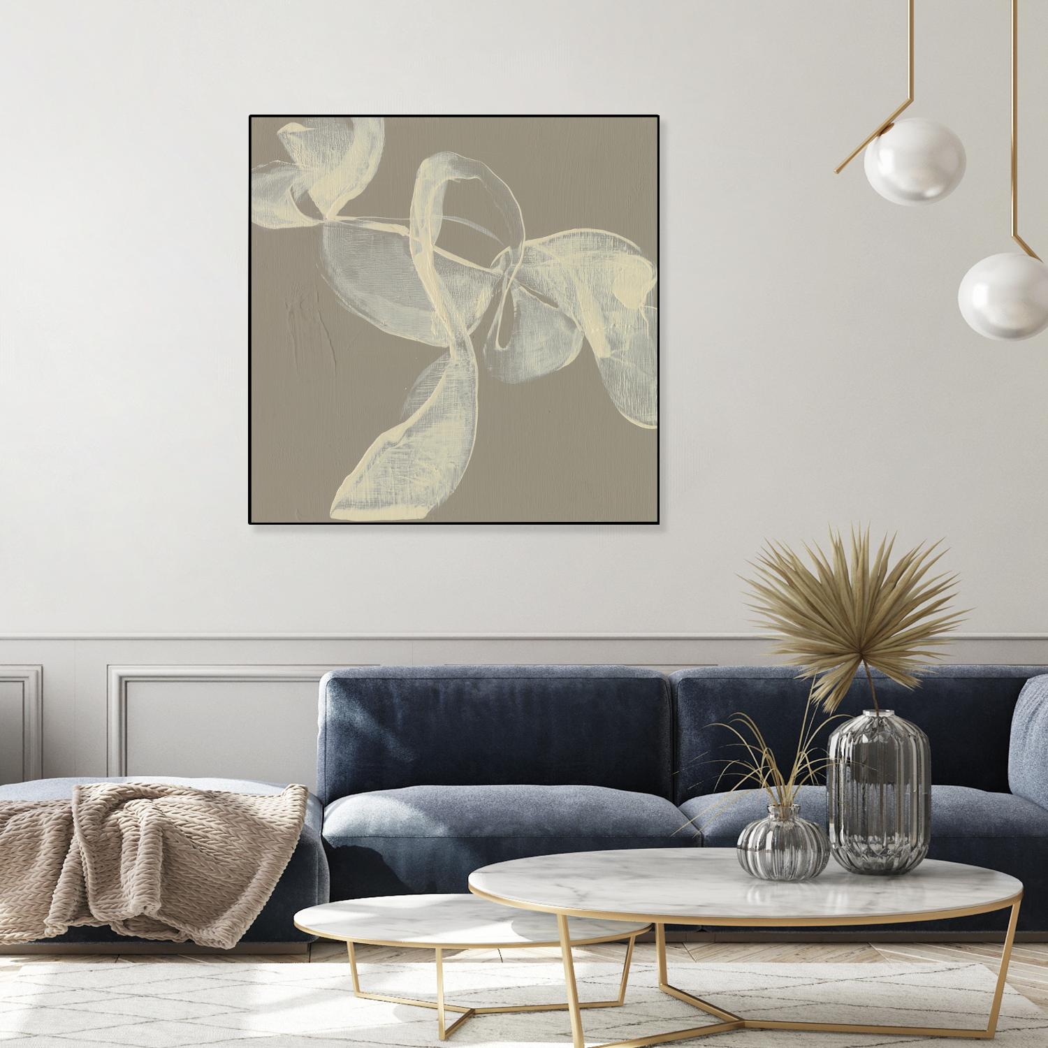 White Ribbon on Beige I by Jennifer Goldberger on GIANT ART - beige abstract abstract