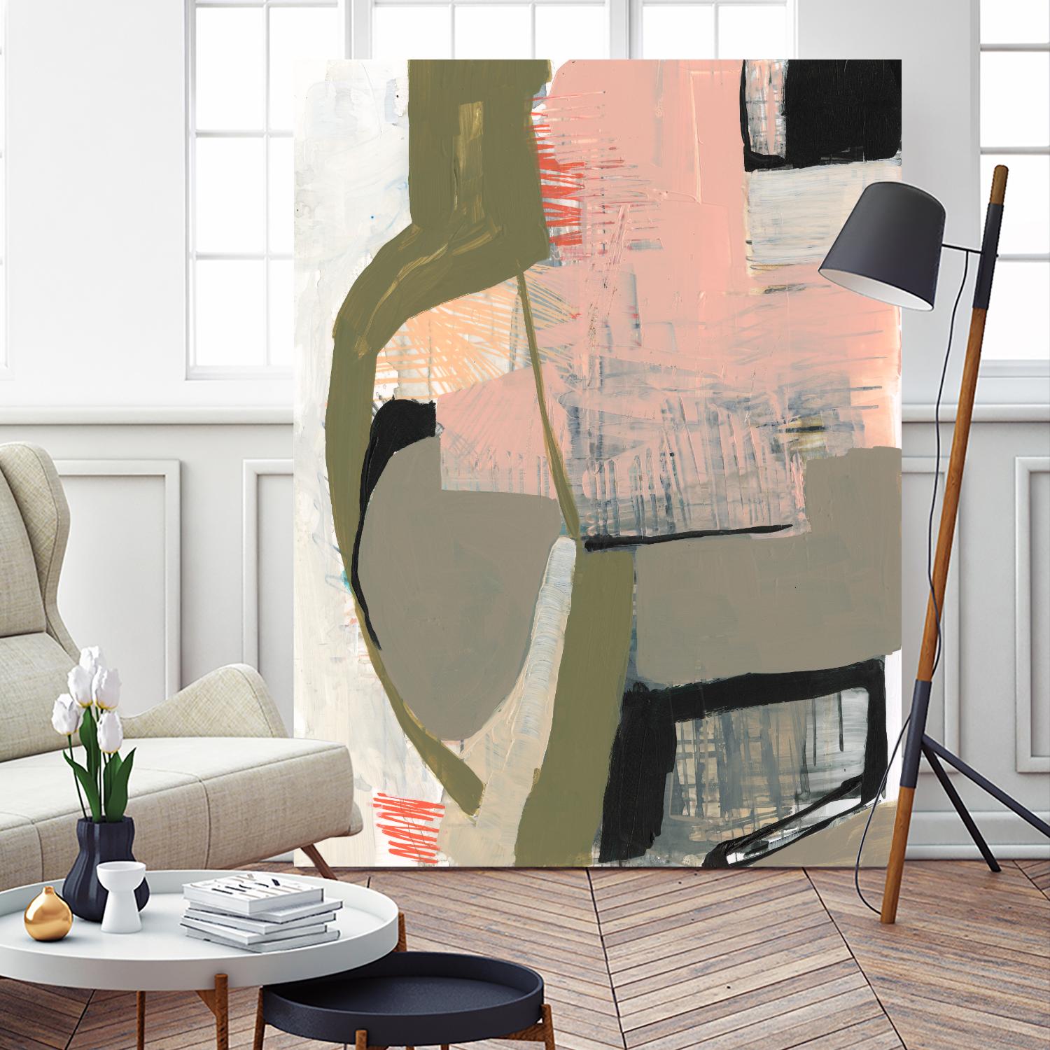 Scribbles & Shapes I by Jennifer Goldberger on GIANT ART - pink abstract abstract