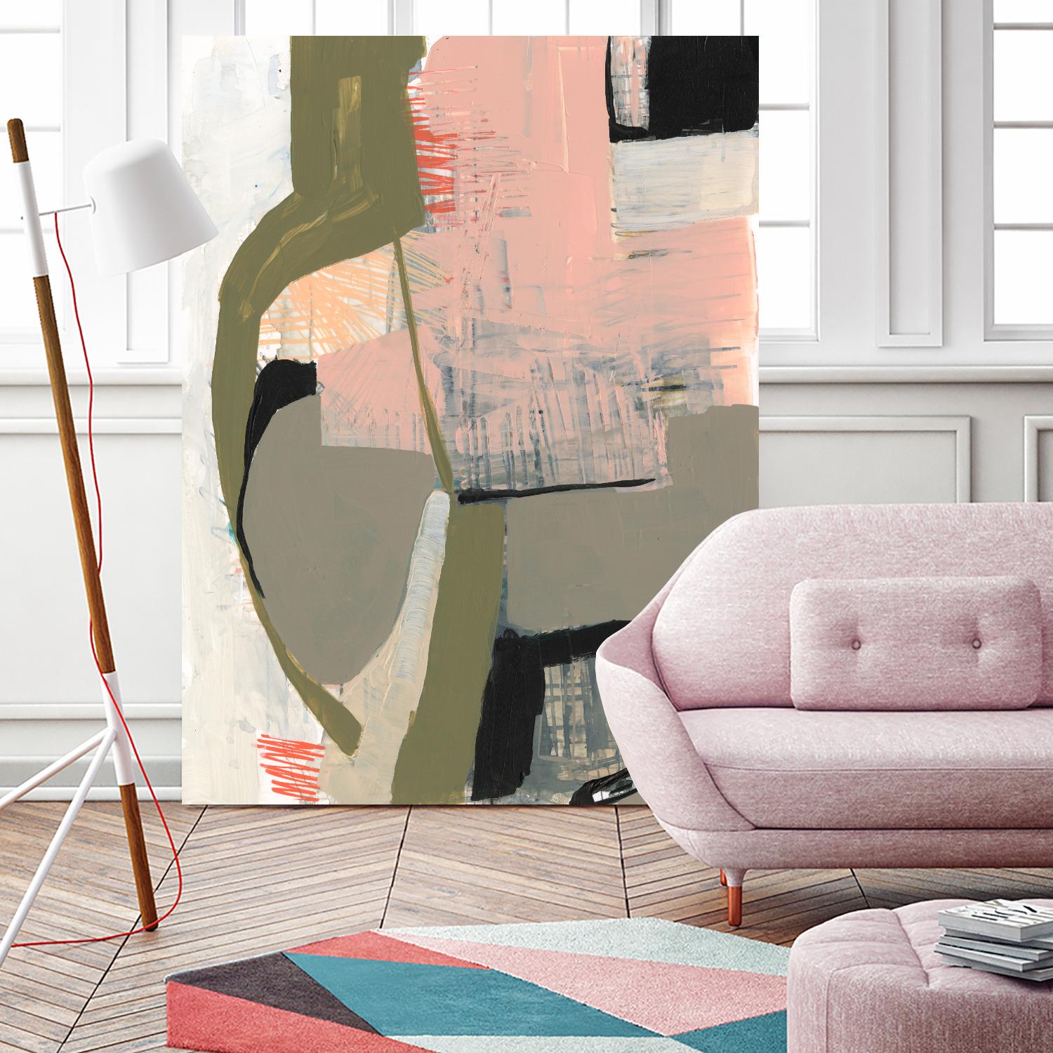 Scribbles & Shapes I by Jennifer Goldberger on GIANT ART - pink abstract abstract
