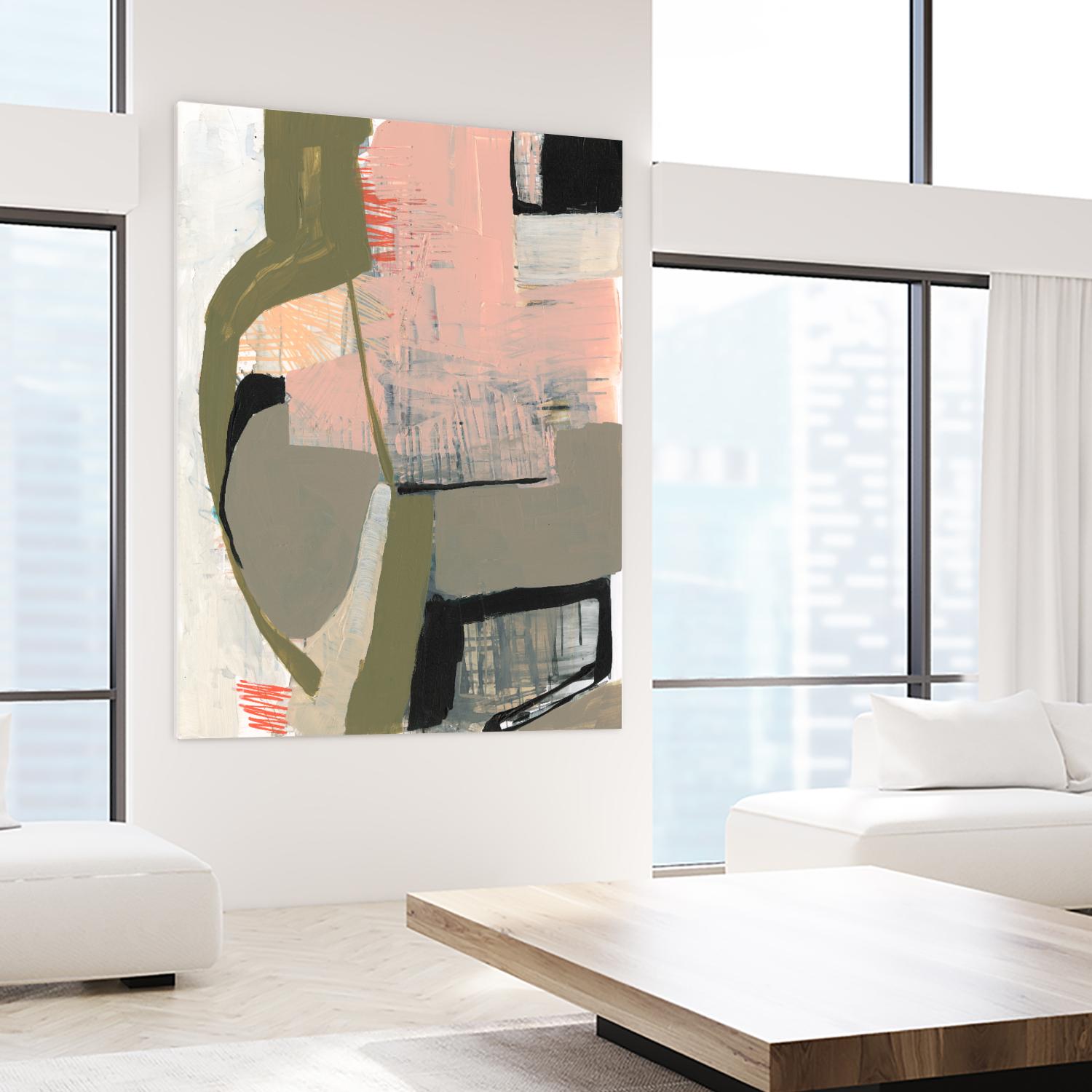 Scribbles & Shapes I by Jennifer Goldberger on GIANT ART - pink abstract abstract