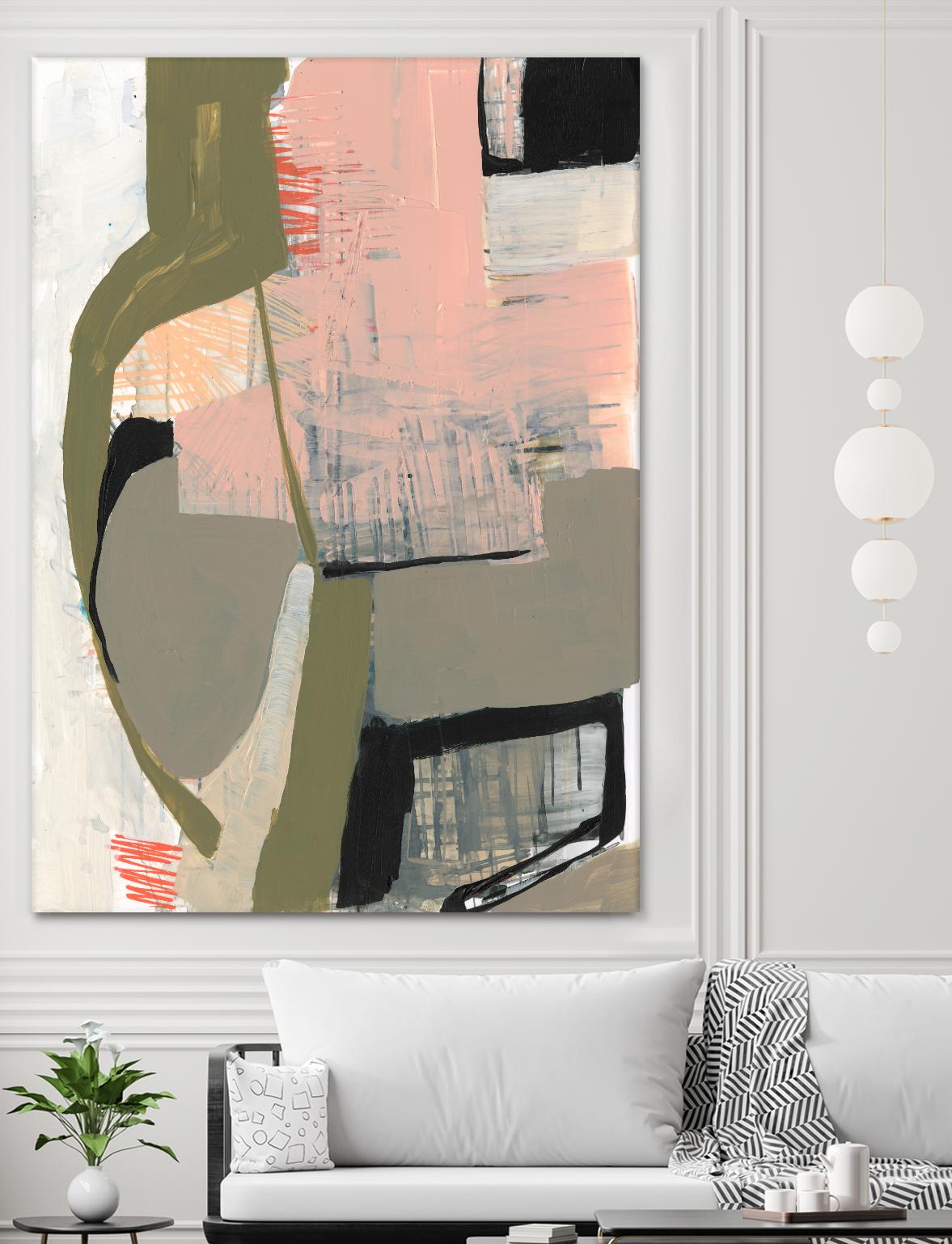 Scribbles & Shapes I by Jennifer Goldberger on GIANT ART - pink abstract abstract