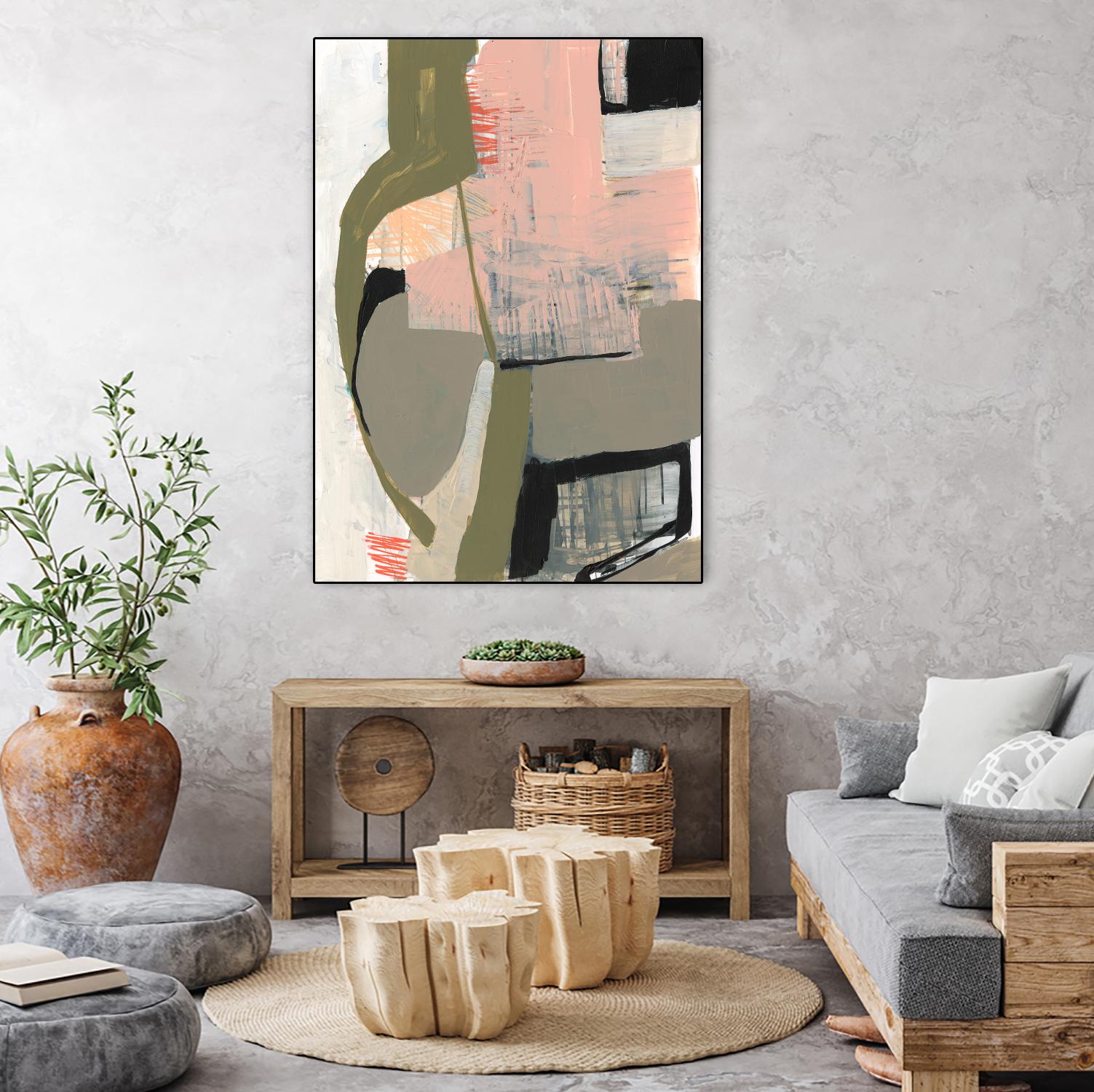 Scribbles & Shapes I by Jennifer Goldberger on GIANT ART - pink abstract abstract