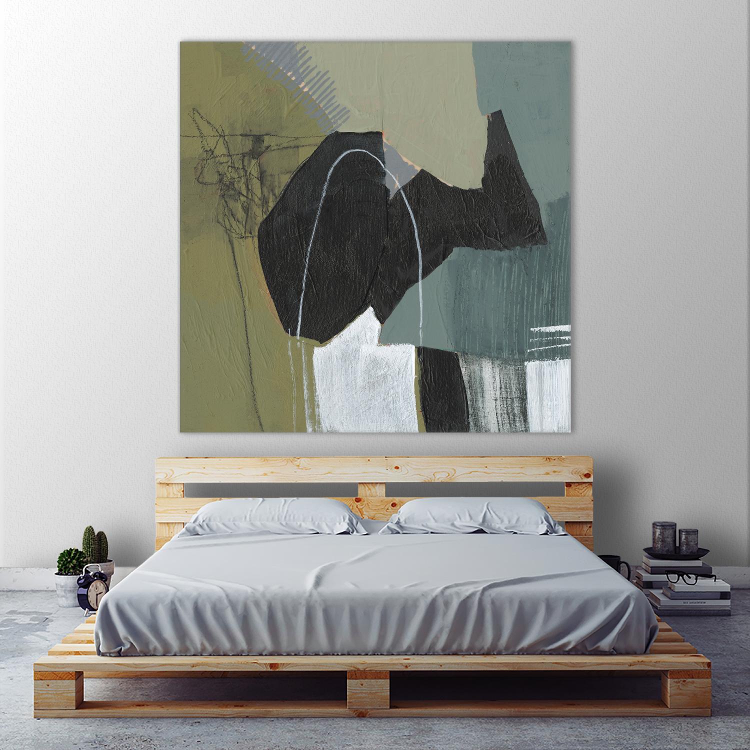 Puzzle in Neutrals I by Jennifer Goldberger on GIANT ART - green abstract abstract