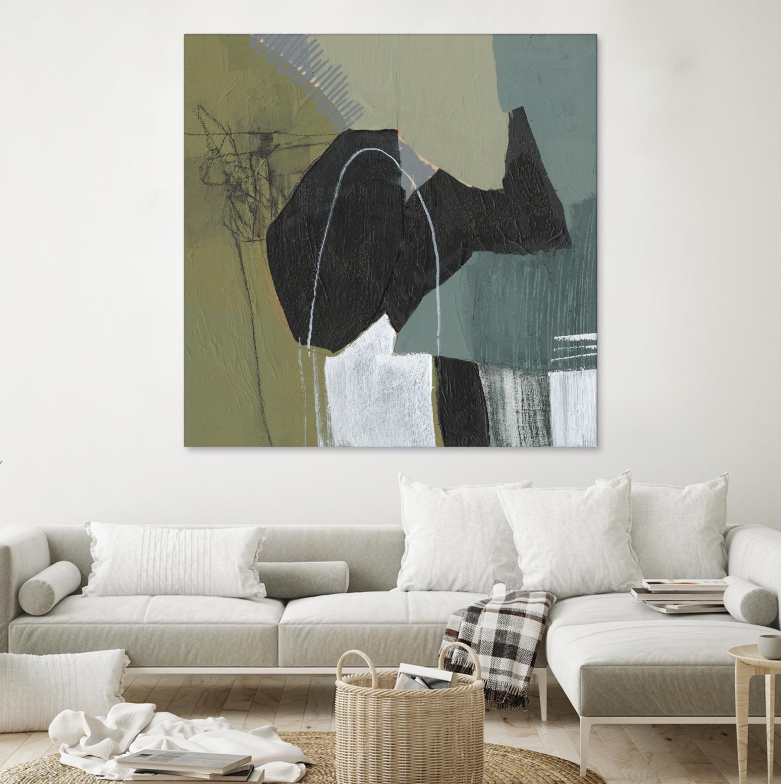 Puzzle in Neutrals I by Jennifer Goldberger on GIANT ART - green abstract abstract