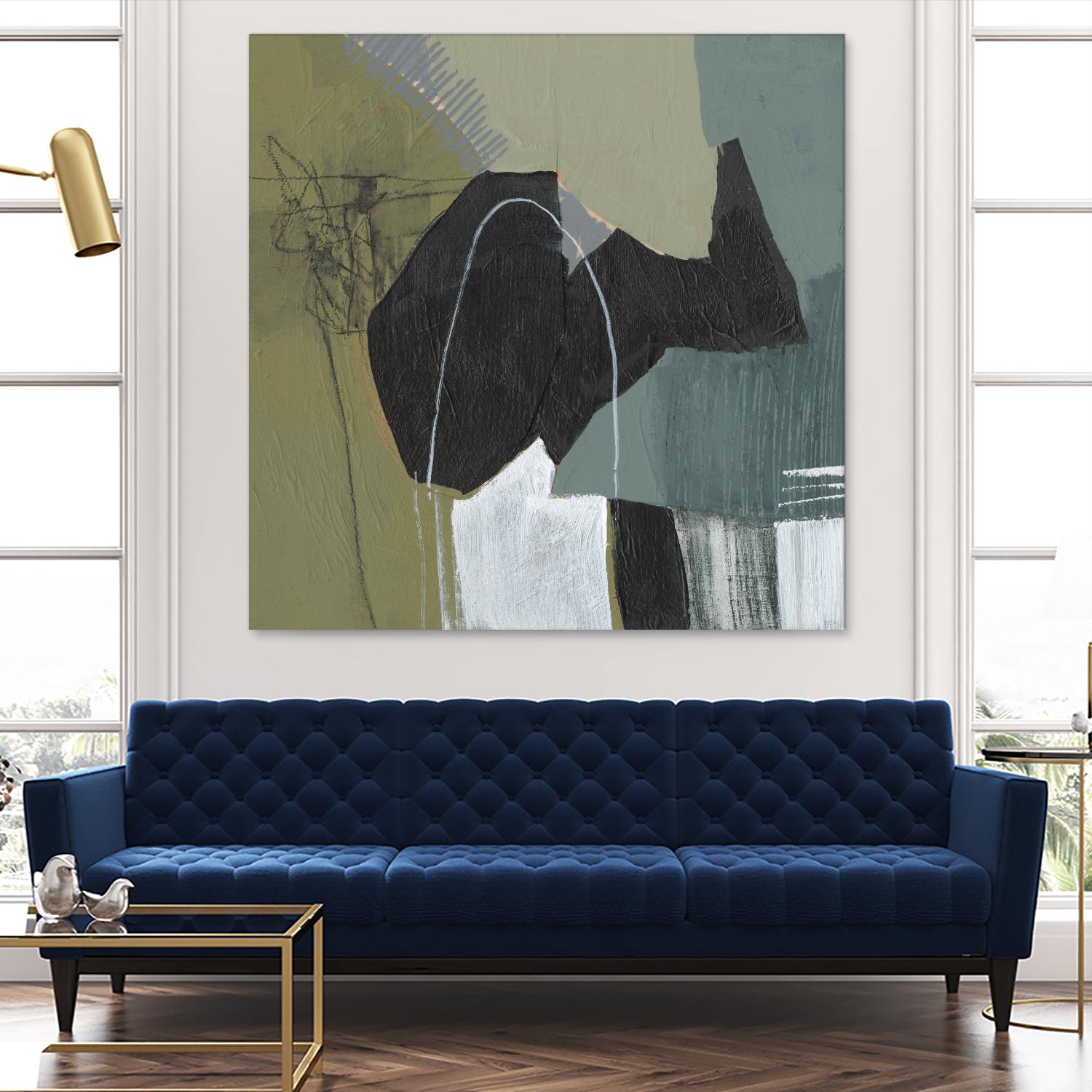 Puzzle in Neutrals I by Jennifer Goldberger on GIANT ART - green abstract abstract