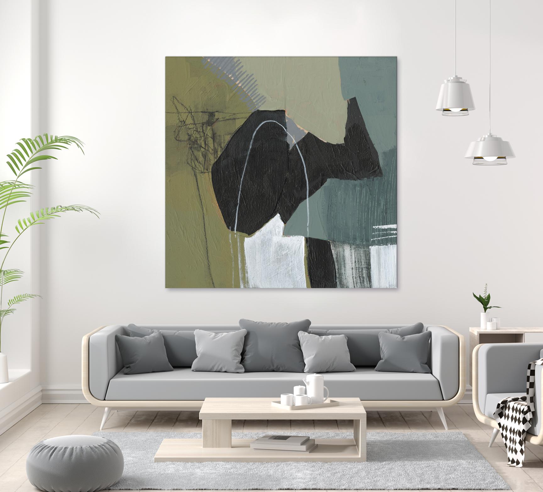 Puzzle in Neutrals I by Jennifer Goldberger on GIANT ART - green abstract abstract