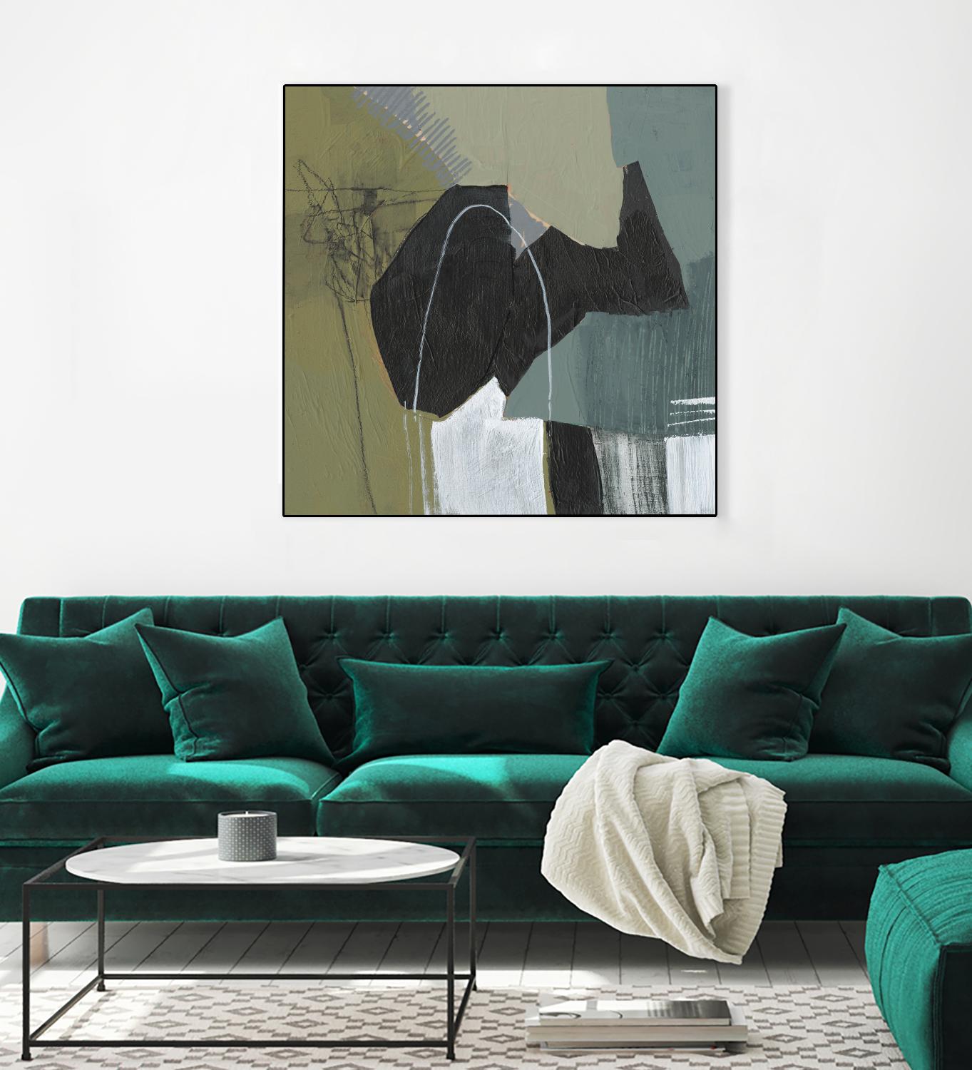 Puzzle in Neutrals I by Jennifer Goldberger on GIANT ART - green abstract abstract