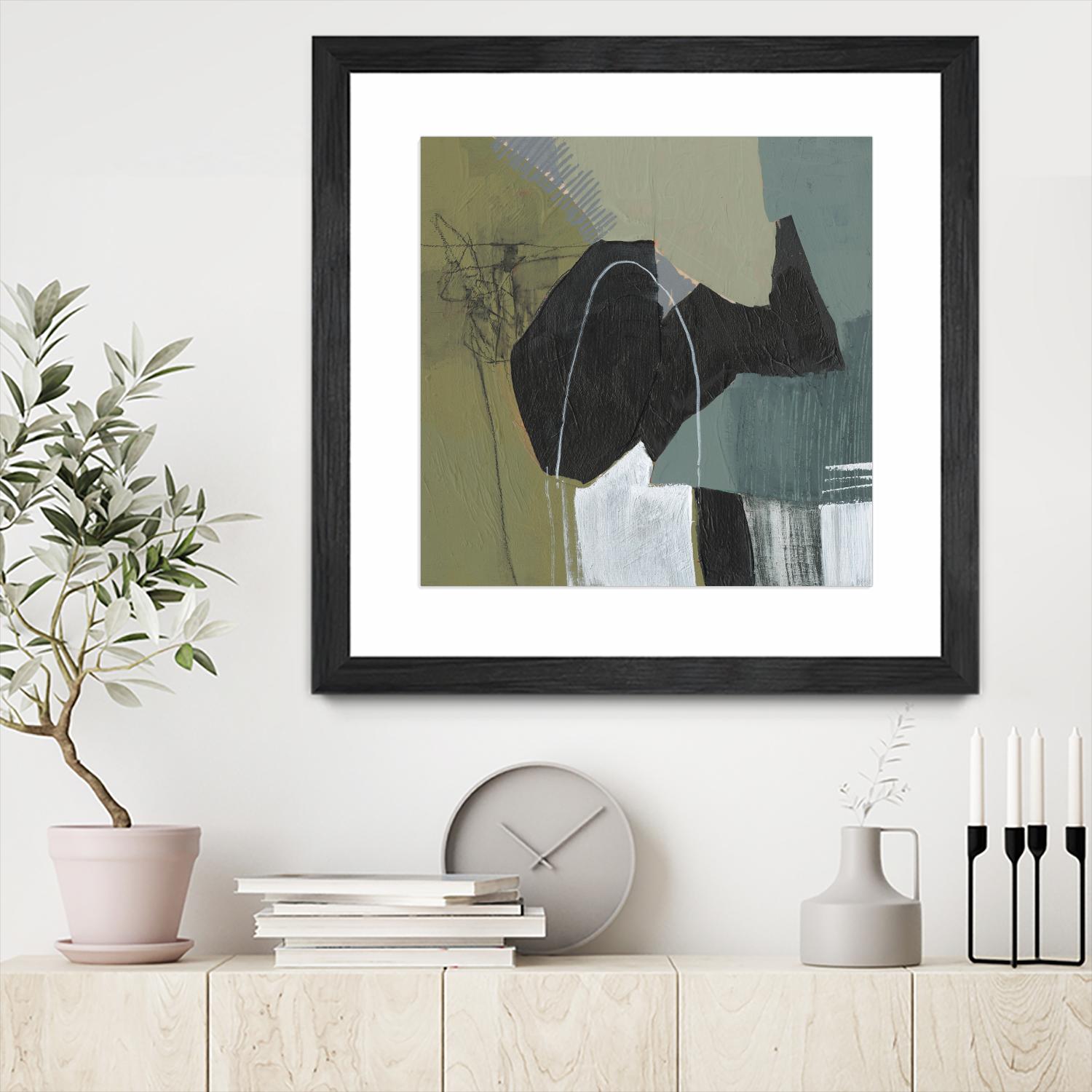 Puzzle in Neutrals I by Jennifer Goldberger on GIANT ART - green abstract abstract