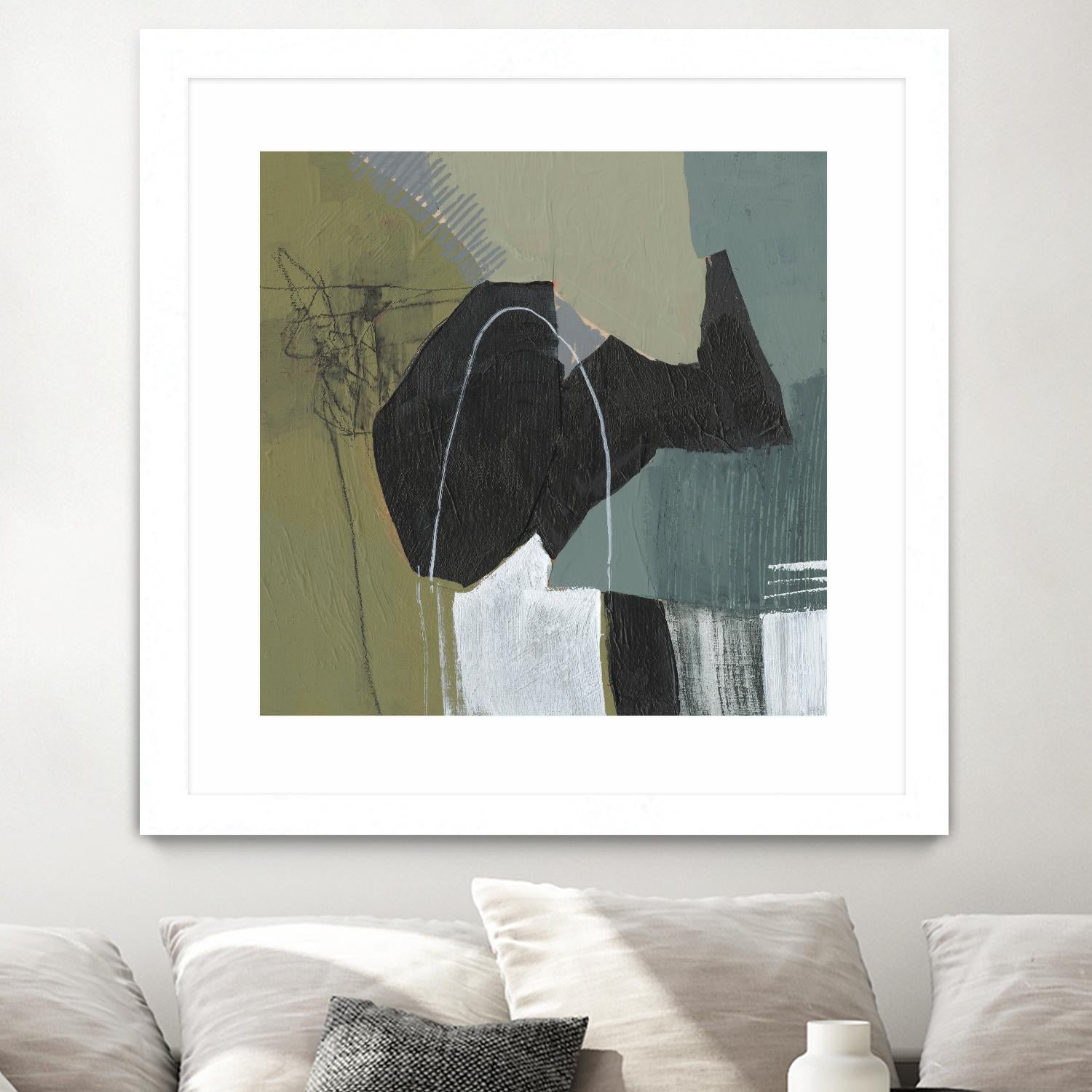 Puzzle in Neutrals I by Jennifer Goldberger on GIANT ART - green abstract abstract