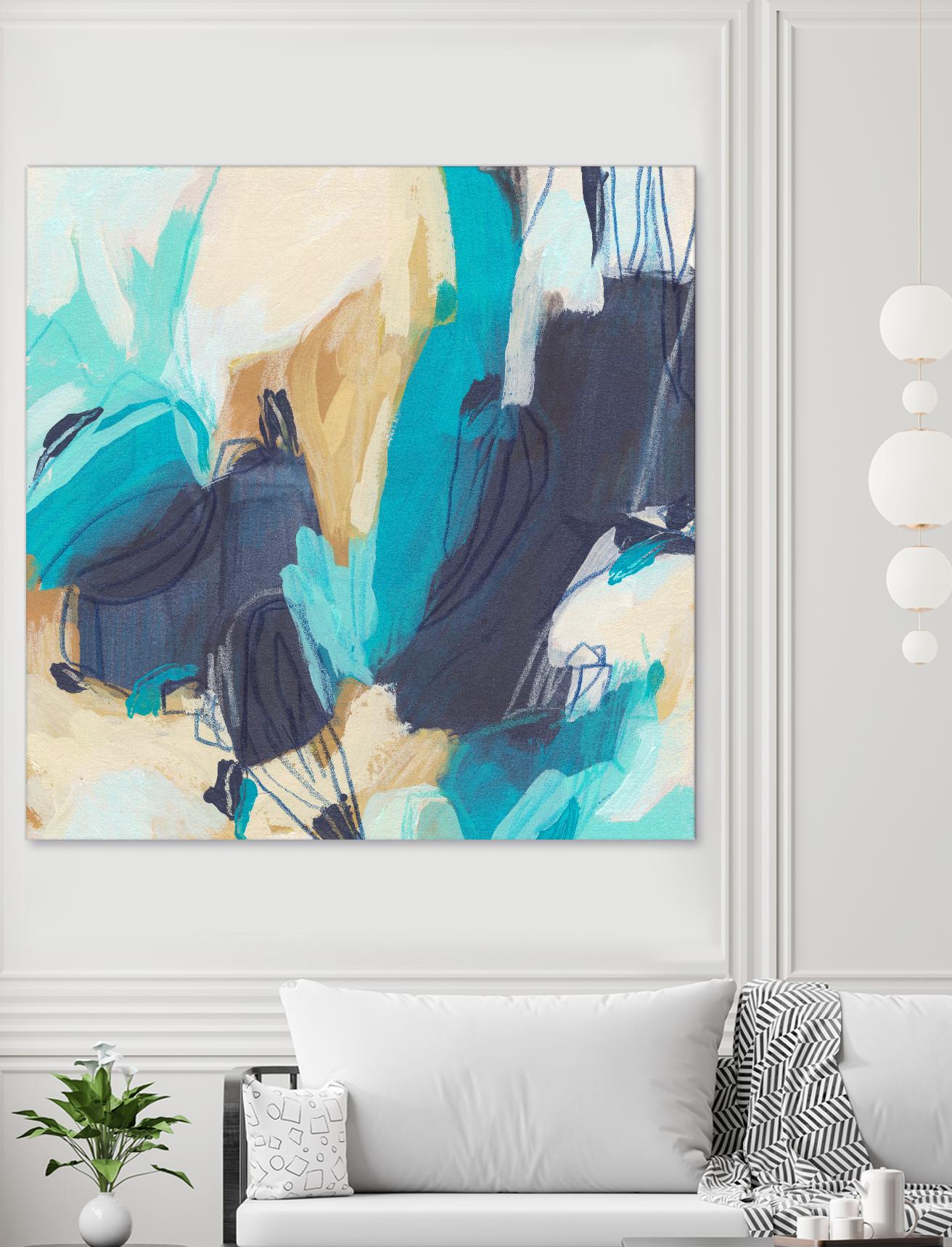 Blue Hive II by June Vess on GIANT ART - beige abstract abstract