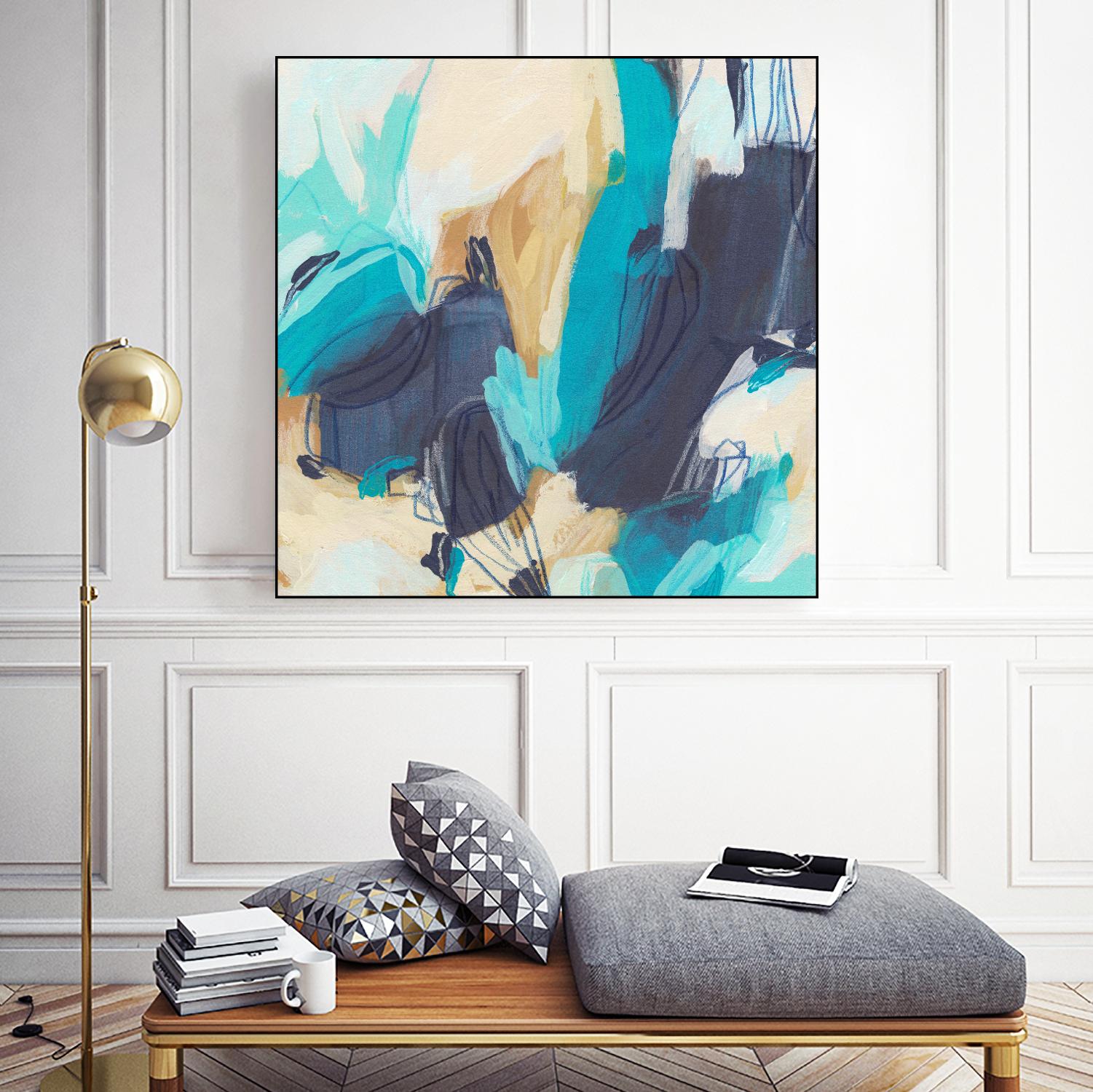 Blue Hive II by June Vess on GIANT ART - beige abstract abstract