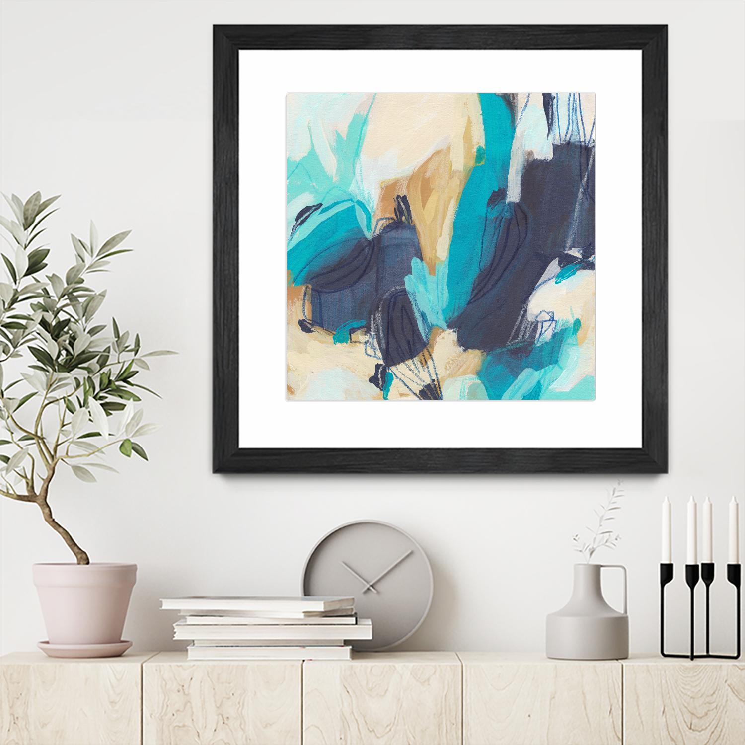 Blue Hive II by June Vess on GIANT ART - beige abstract abstract