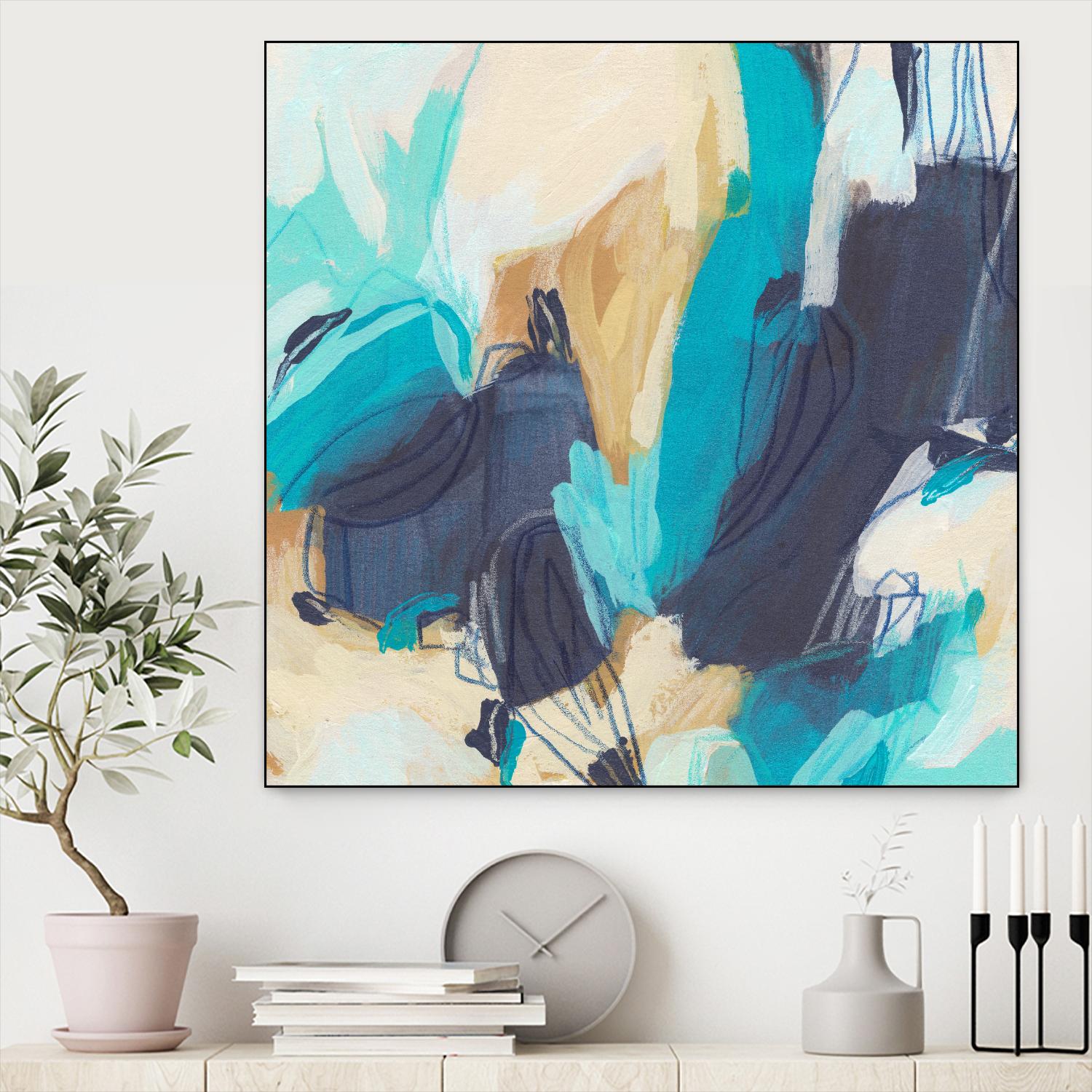 Blue Hive II by June Vess on GIANT ART - beige abstract abstract