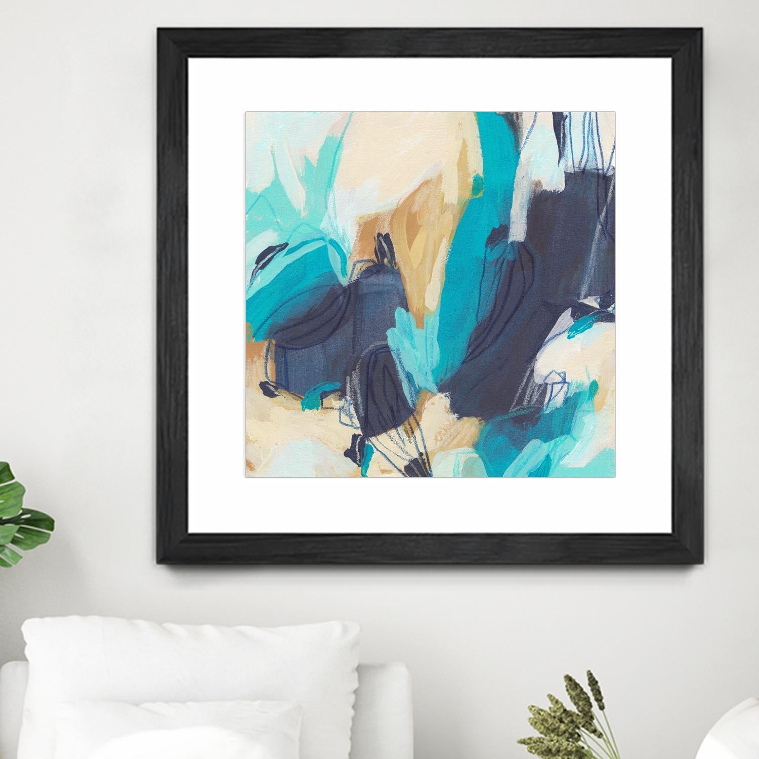 Blue Hive II by June Vess on GIANT ART - beige abstract abstract