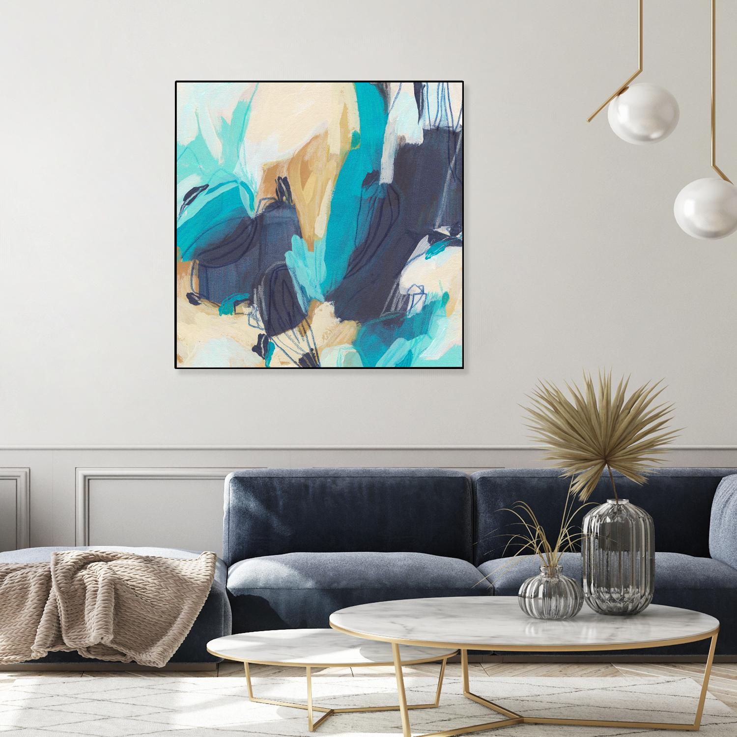 Blue Hive II by June Vess on GIANT ART - beige abstract abstract