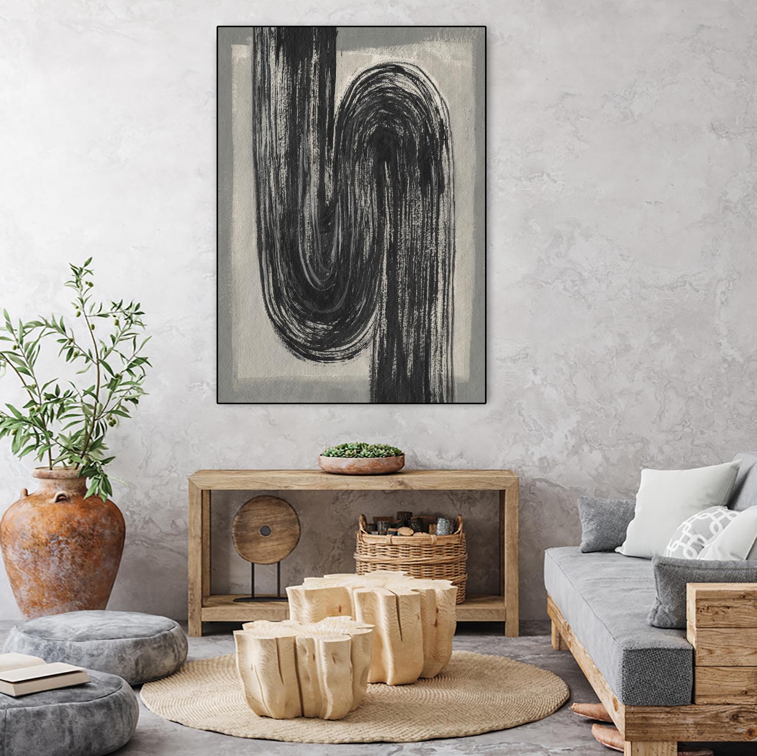 Grey Linear Path II by Jennifer Goldberger on GIANT ART - beige abstract abstract