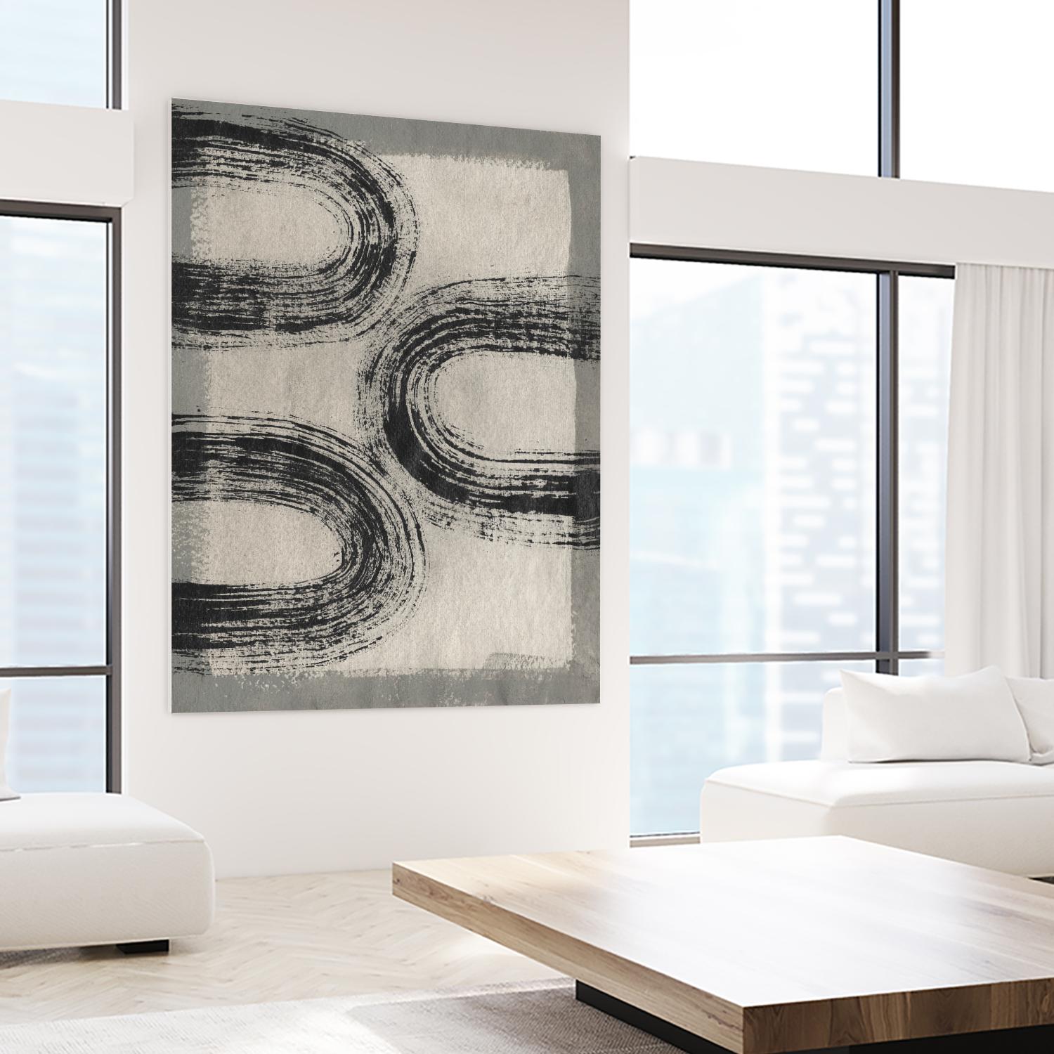 Grey Linear Path III by Jennifer Goldberger on GIANT ART - beige abstract abstract