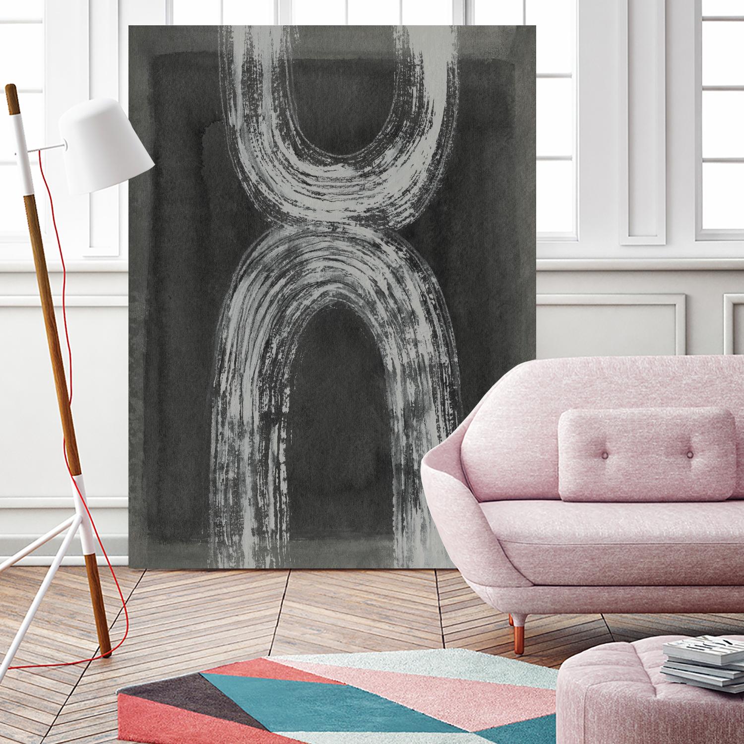 Grey Linear Path IV by Jennifer Goldberger on GIANT ART - white abstract