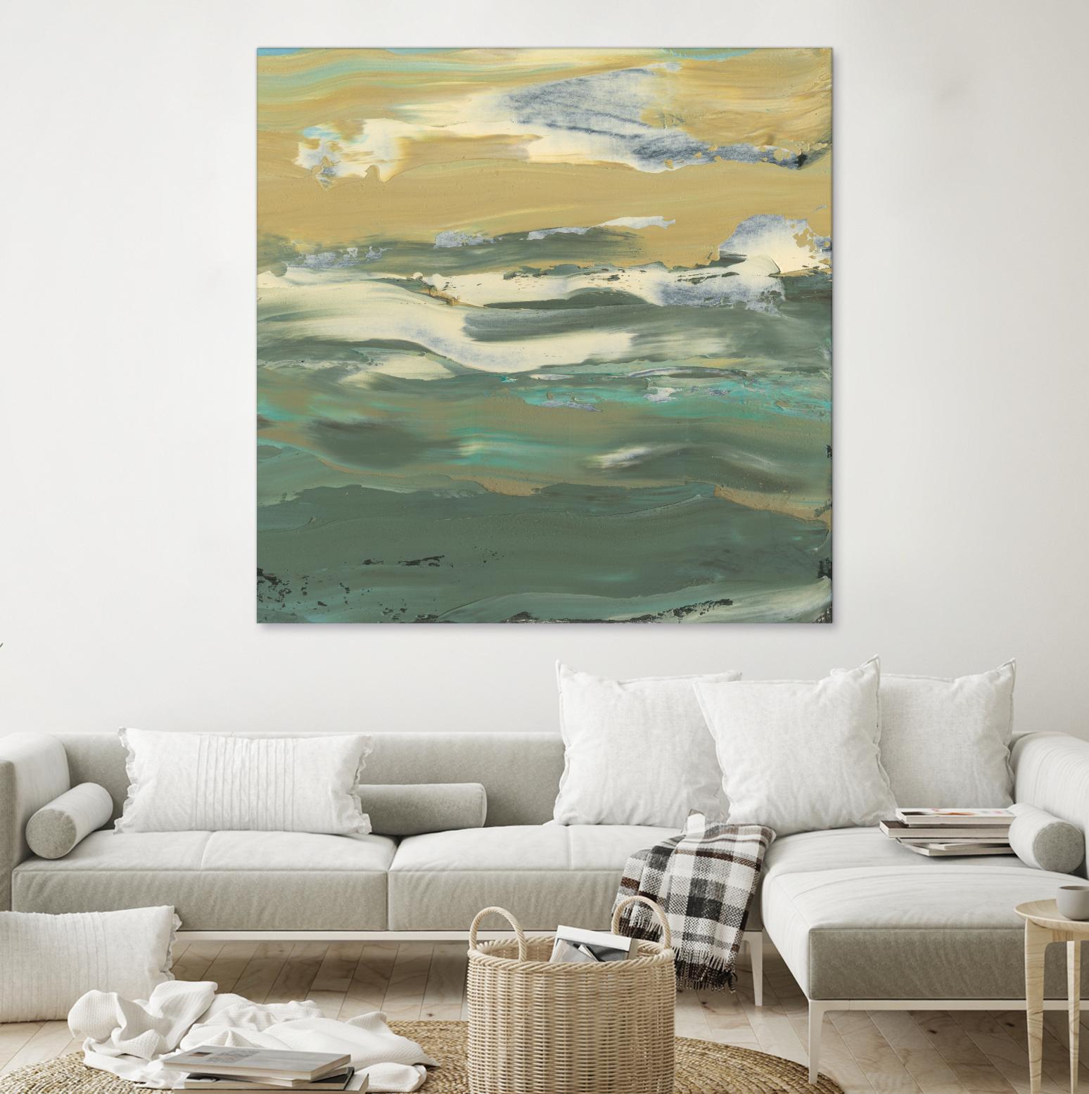 Green Waters Edge II by Alicia Ludwig on GIANT ART - beige abstract