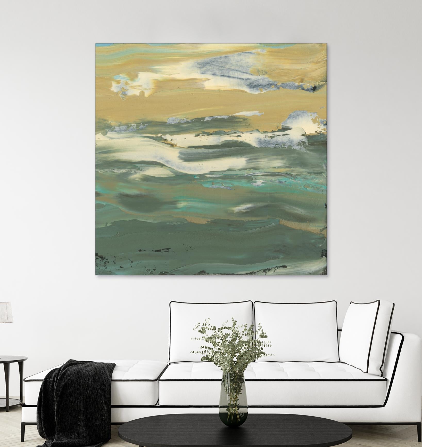 Green Waters Edge II by Alicia Ludwig on GIANT ART - beige abstract