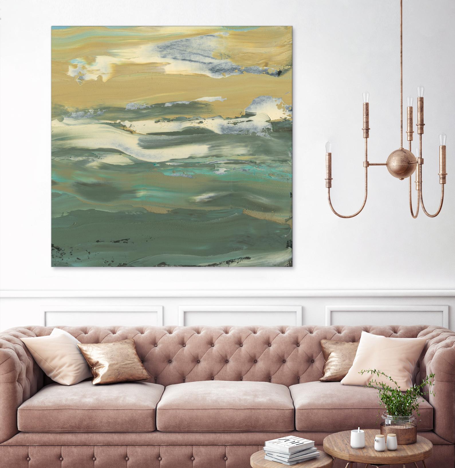 Green Waters Edge II by Alicia Ludwig on GIANT ART - beige abstract