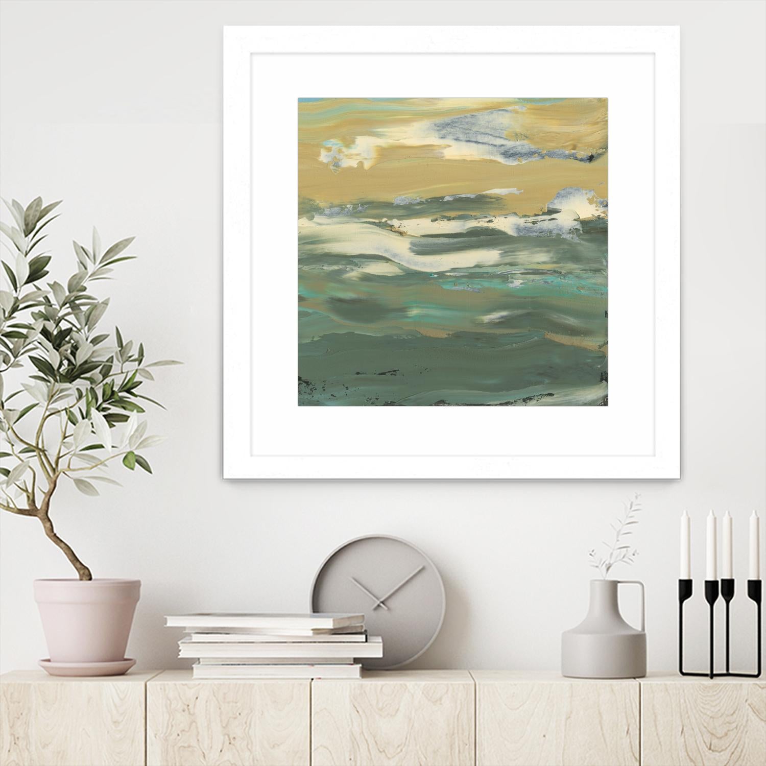 Green Waters Edge II by Alicia Ludwig on GIANT ART - beige abstract
