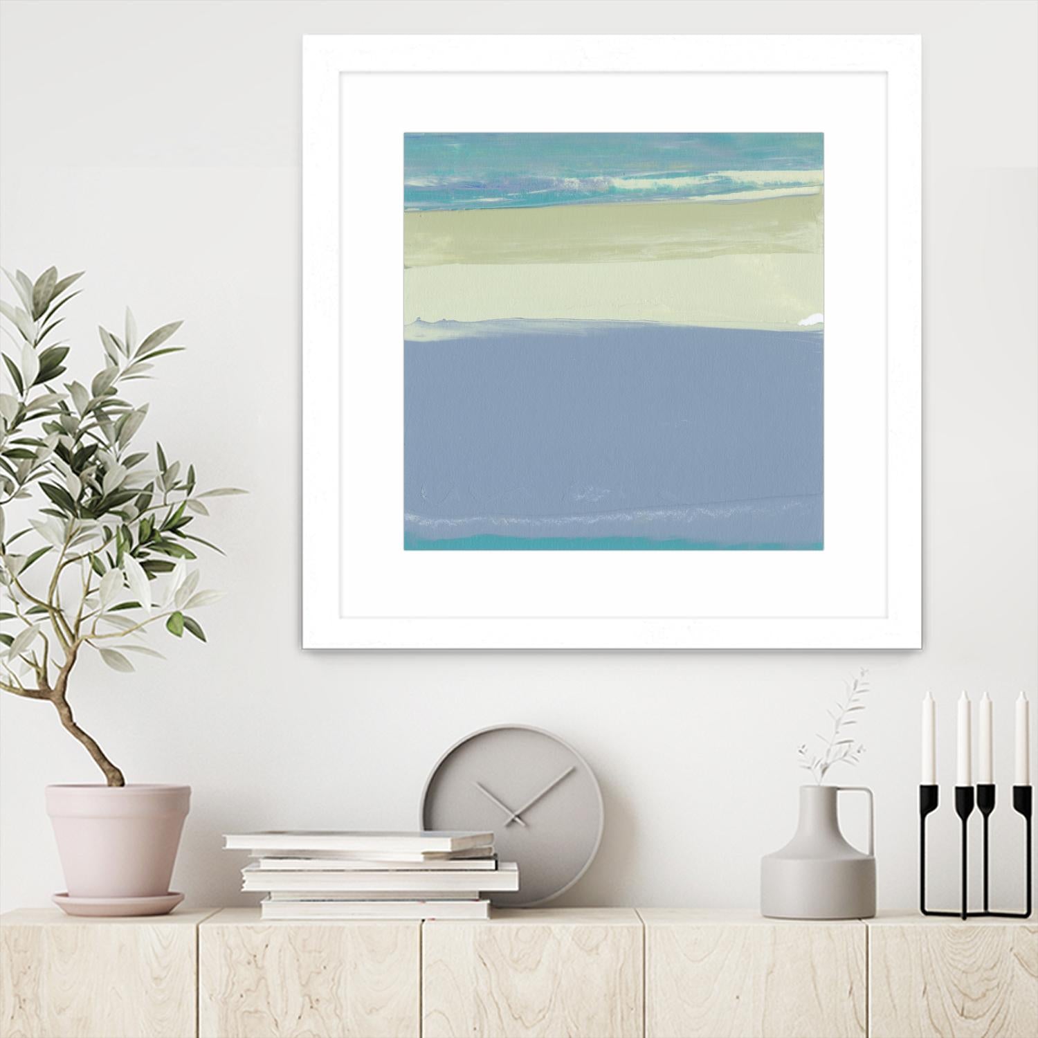 Blue Coast I by Sharon Gordon on GIANT ART - beige abstract
