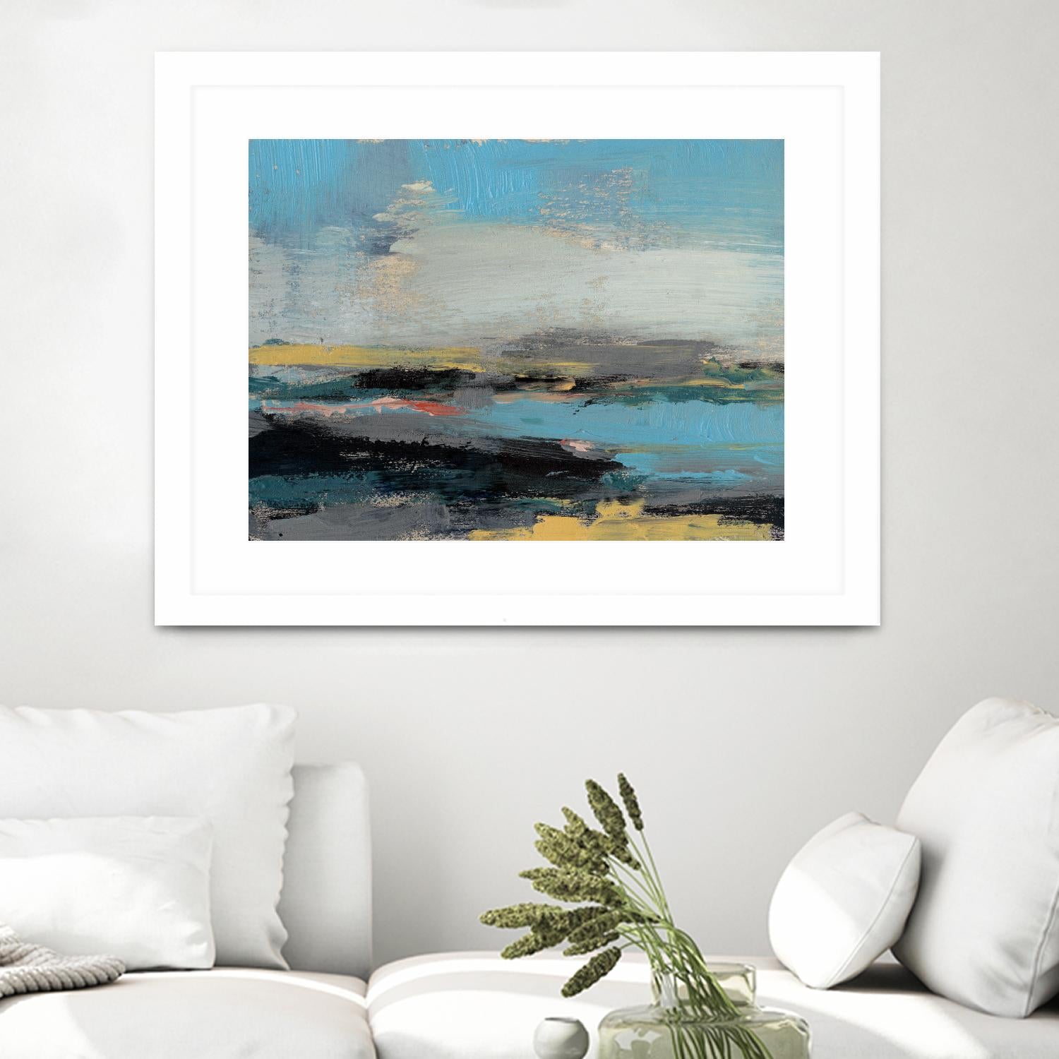 Bold Horizon II by Jennifer Goldberger on GIANT ART - blue abstract