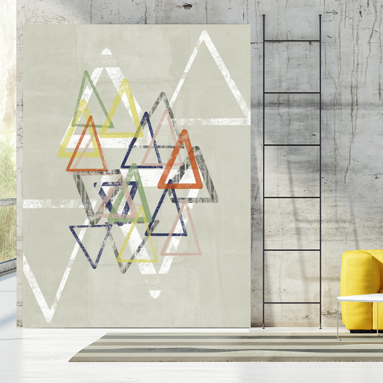 Stamped Triangles II by Jennifer Goldberger on GIANT ART - beige abstract geometrical
