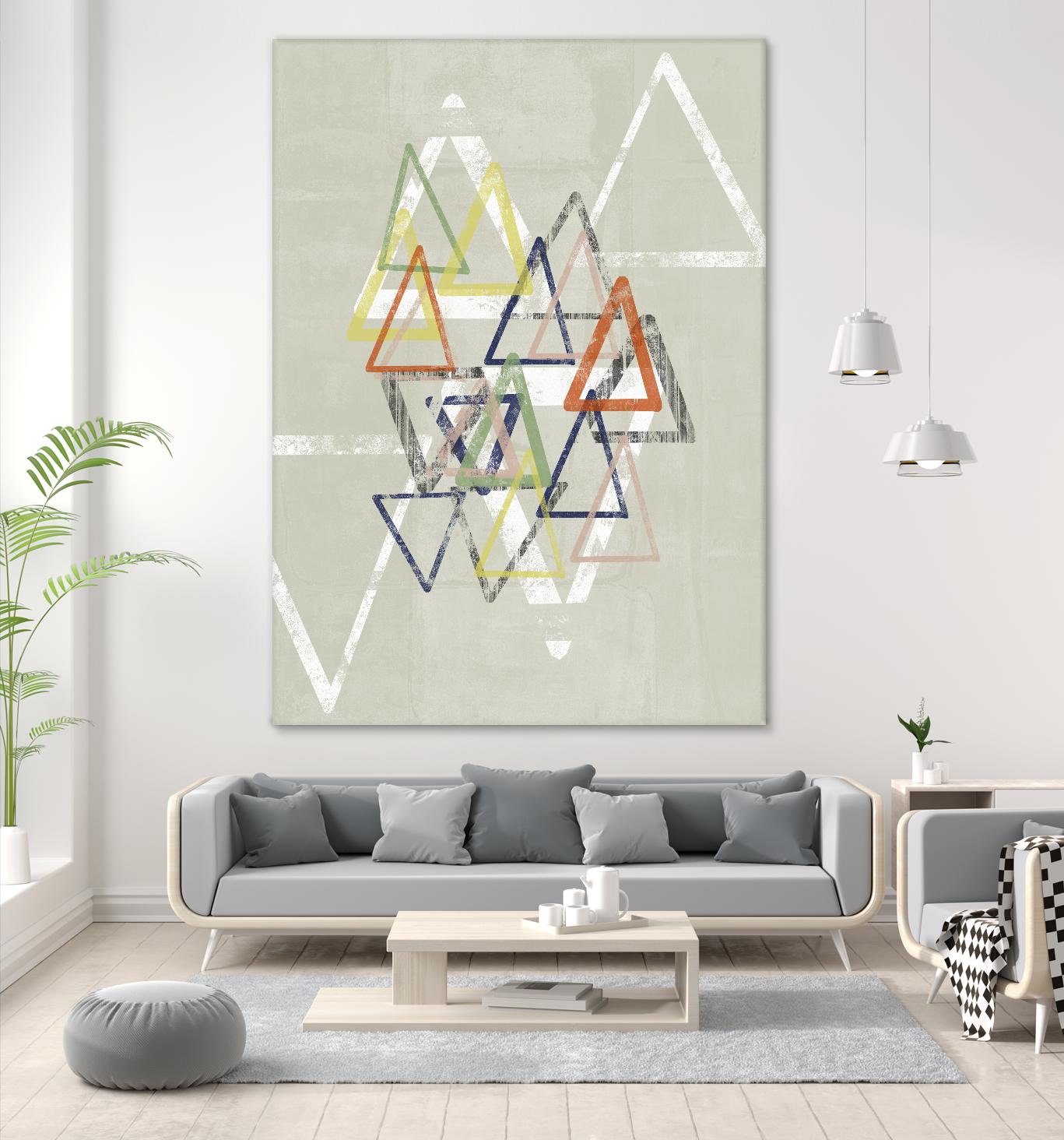 Stamped Triangles II by Jennifer Goldberger on GIANT ART - beige abstract geometrical