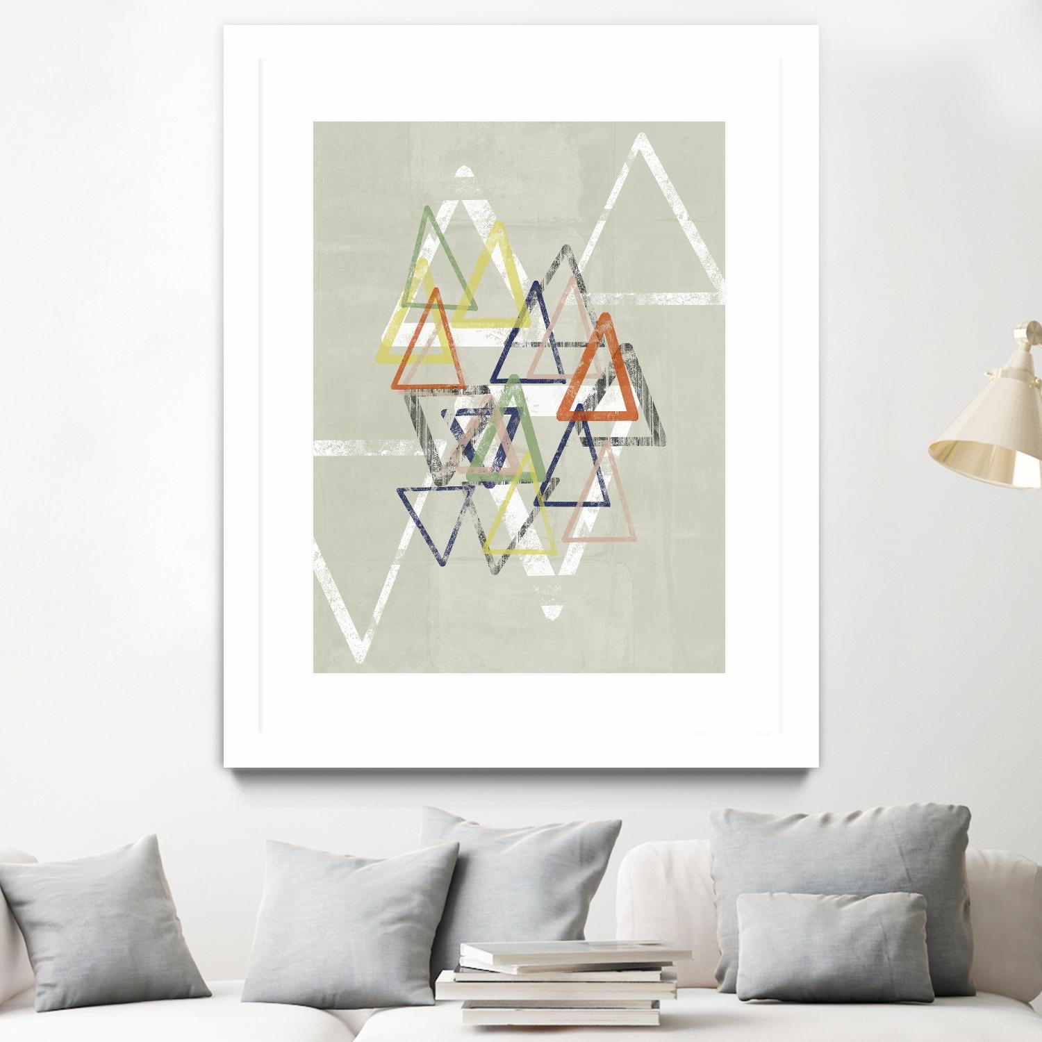 Stamped Triangles II by Jennifer Goldberger on GIANT ART - beige abstract geometrical