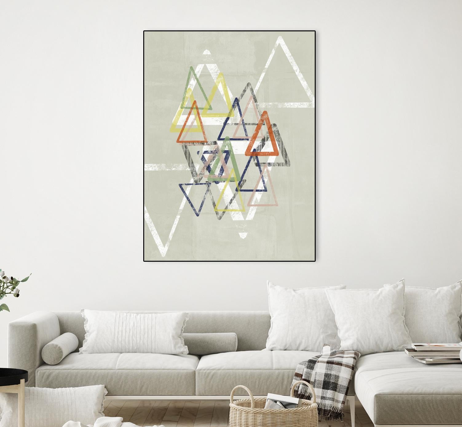 Stamped Triangles II by Jennifer Goldberger on GIANT ART - beige abstract geometrical