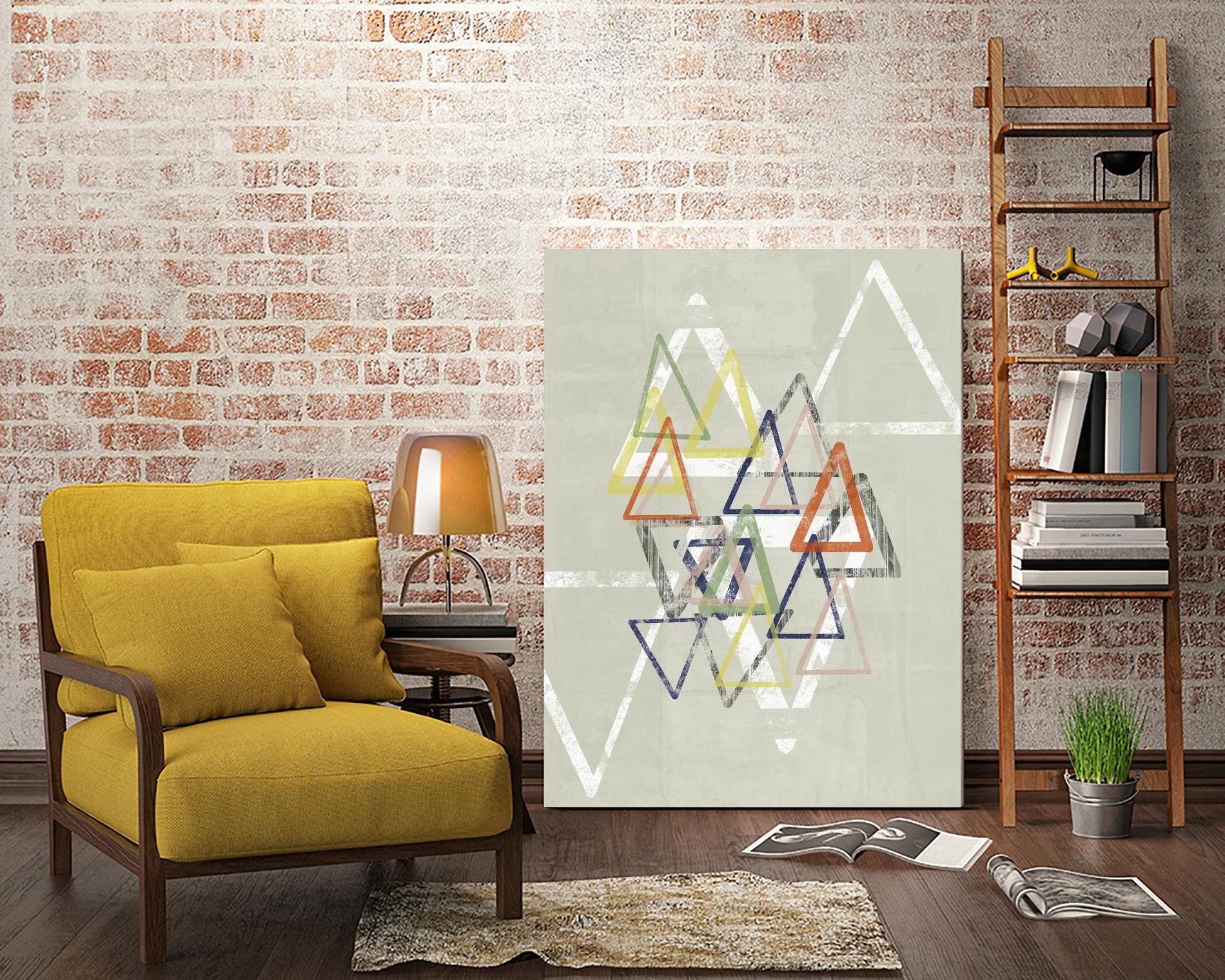 Stamped Triangles II by Jennifer Goldberger on GIANT ART - beige abstract geometrical