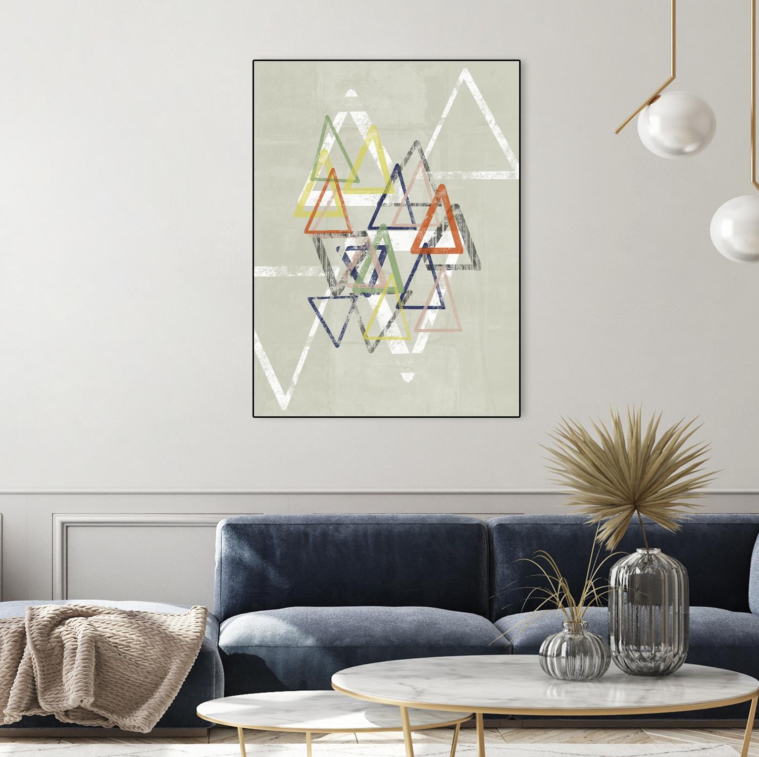 Stamped Triangles II by Jennifer Goldberger on GIANT ART - beige abstract geometrical